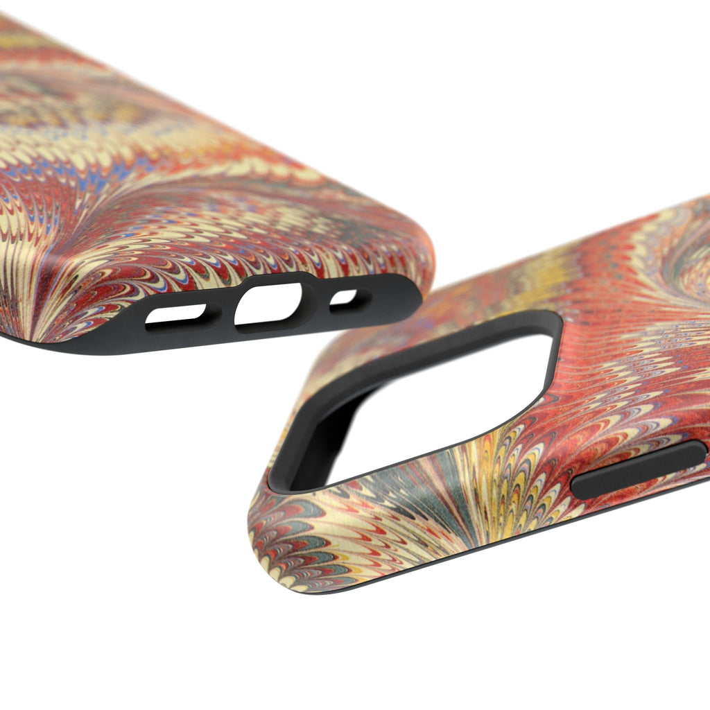 Rust + Gold Italian Marbled Design Magnetic MAG SAFE - Dual Layer Case - Glossy or Matte