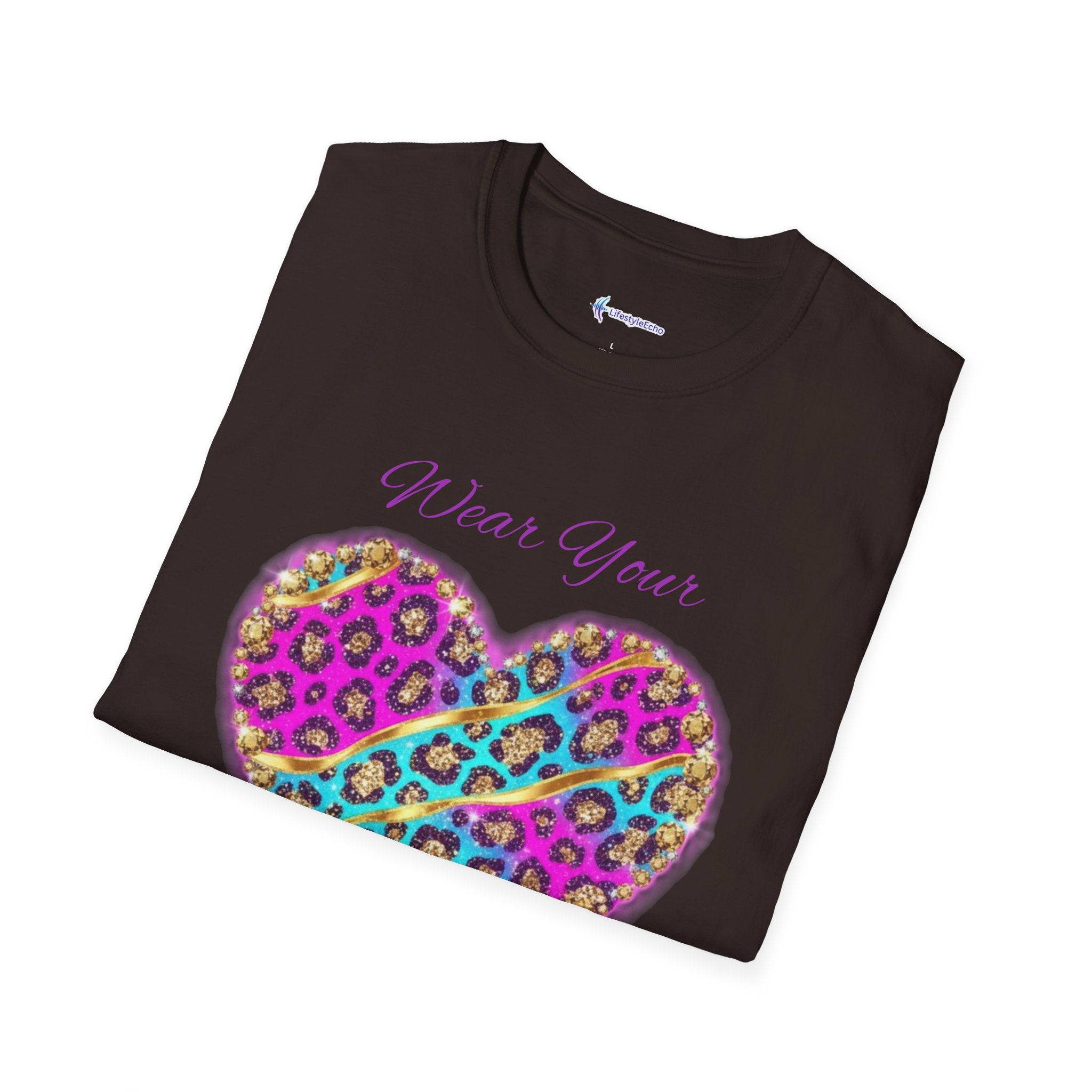 Heart Leopard Print T-Shirt - Wear Your Imagination - Colorful Animal Print Tee