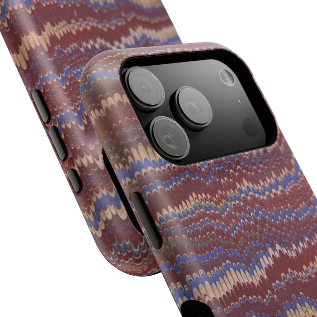 Burgundy and Blue Hues Italian Vintage Marble Design Phone Case for Apple + Samsung