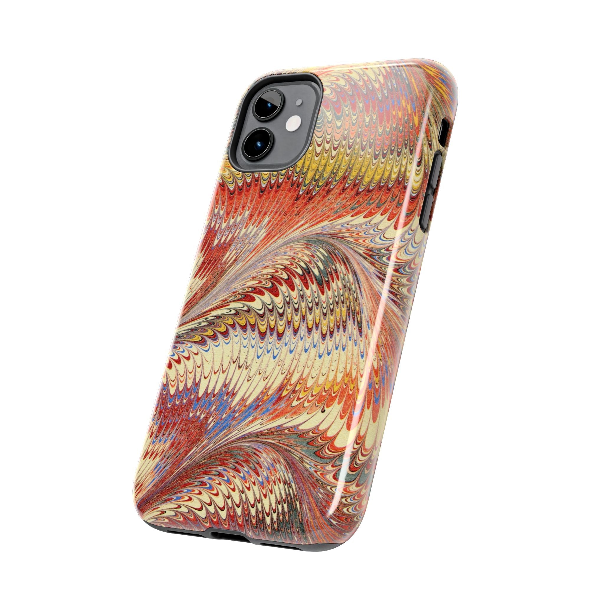 Orange, Rust and Gold Marble Italian Tough Phone Case — Durable Marbled Phone Case