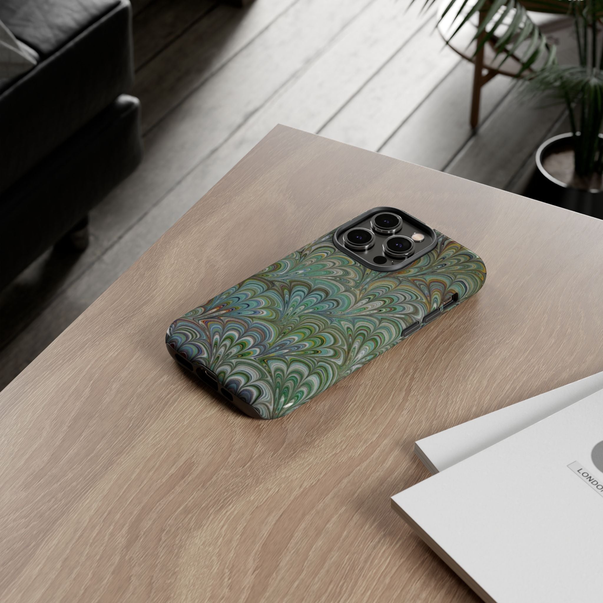 Green Peacock Marbled Phone Case — "Tough Cases" Ultra-Tough Protective Cover
