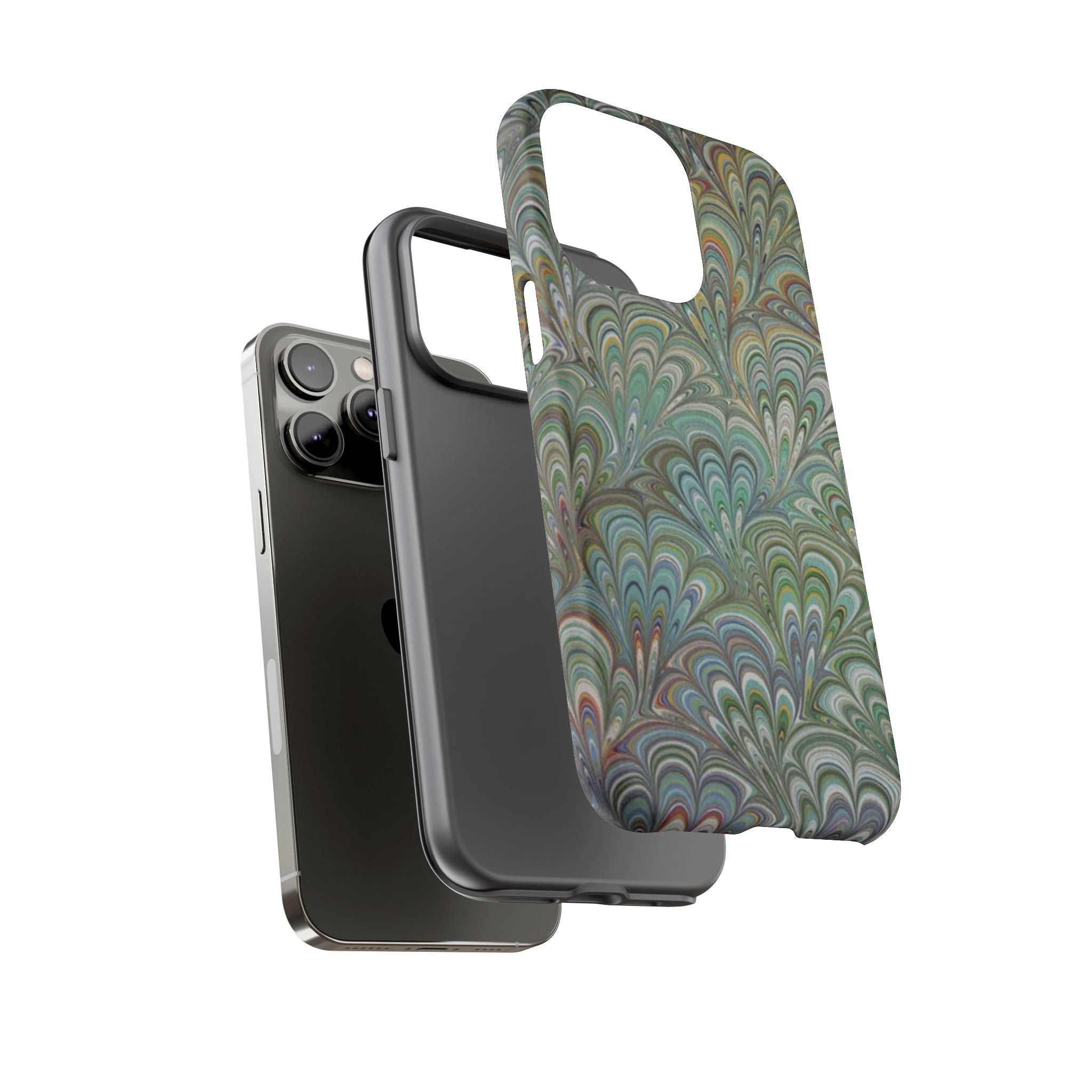 Green Peacock Marbled Phone Case — "Tough Cases" Ultra-Tough Protective Cover