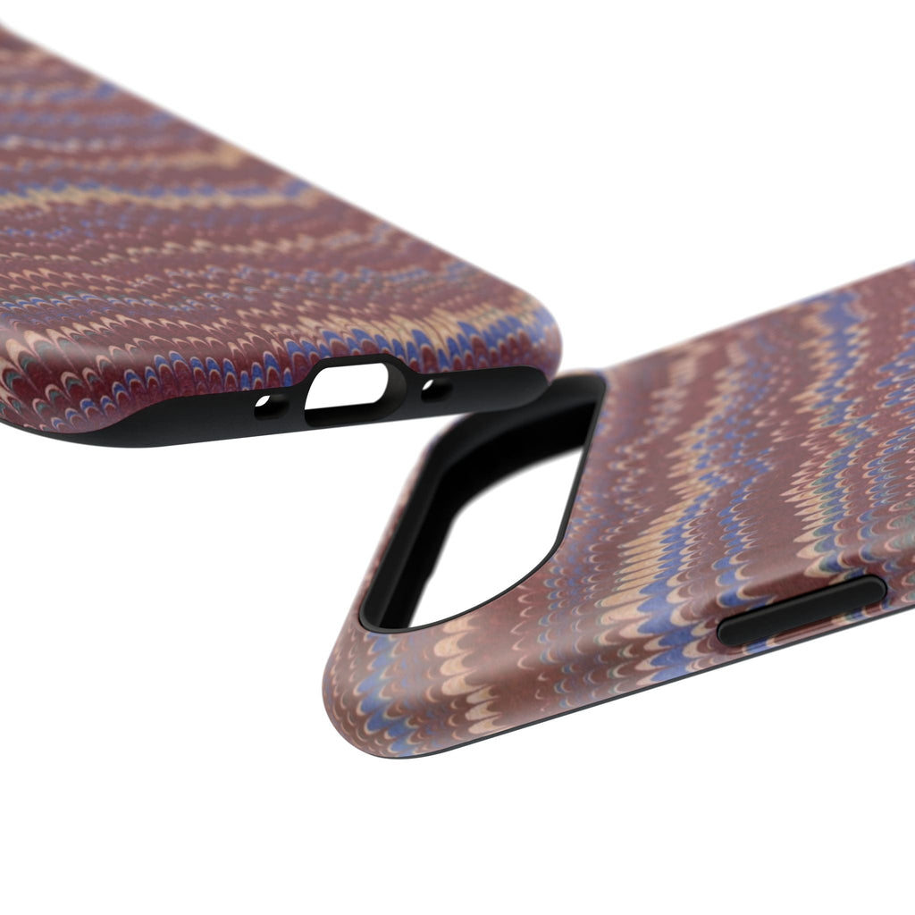 Burgundy and Blue Hues Italian Vintage Marble Design Phone Case for Apple + Samsung