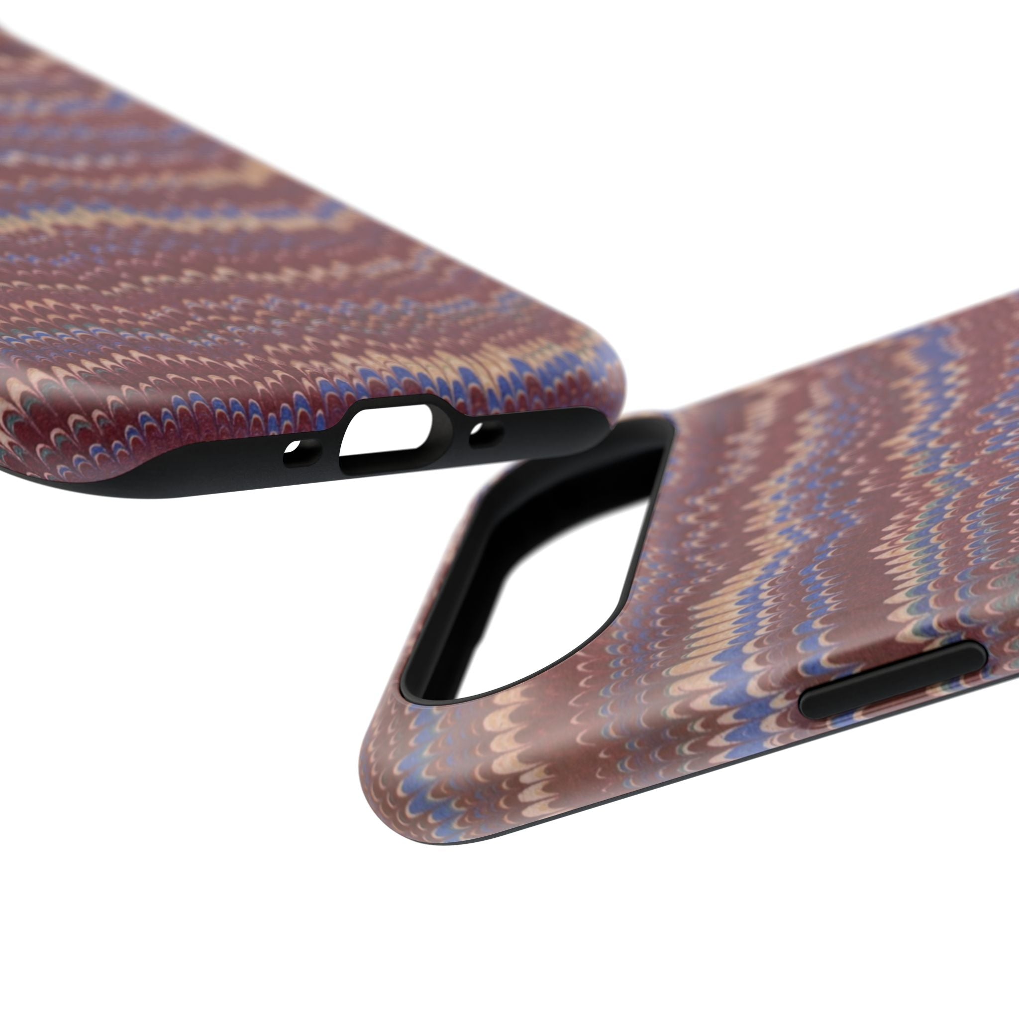 Burgundy and Blue Hues Italian Vintage Marble Design Phone Case for Apple + Samsung