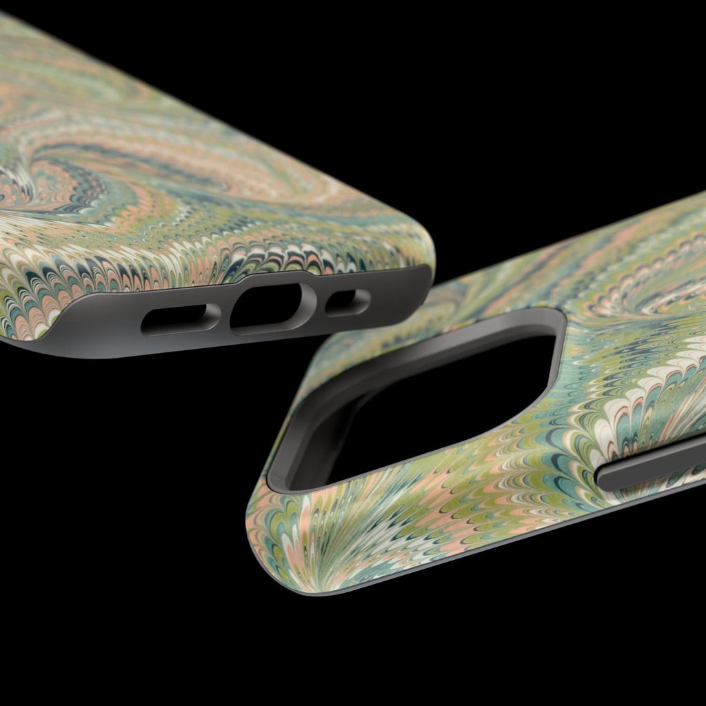 Green Pastel Italian Marble Design Magnetic MAG SAFE High Impact iPhone Cases