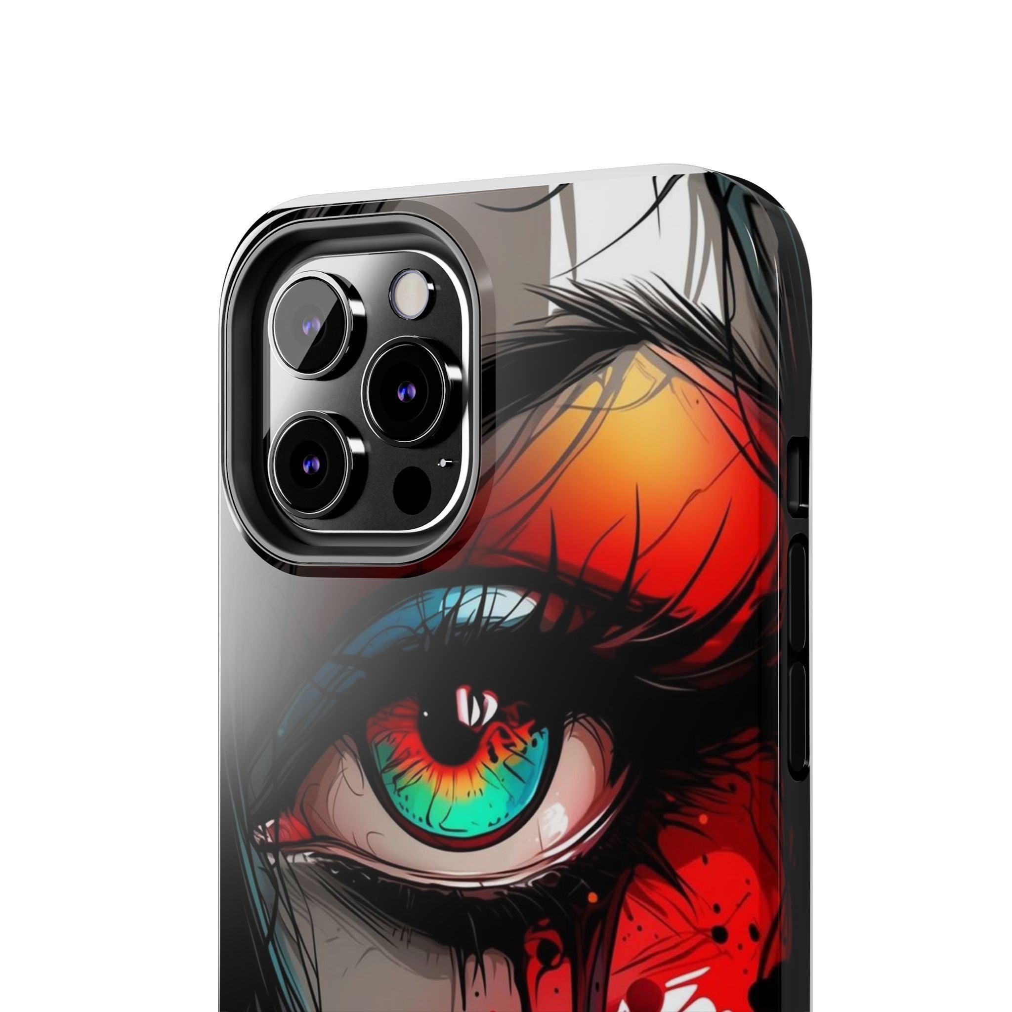 Girl Colorful Eye Painted Printed Tough Phone Case for iPhone & Samsung Galaxy - Artistic & Vibrant Design