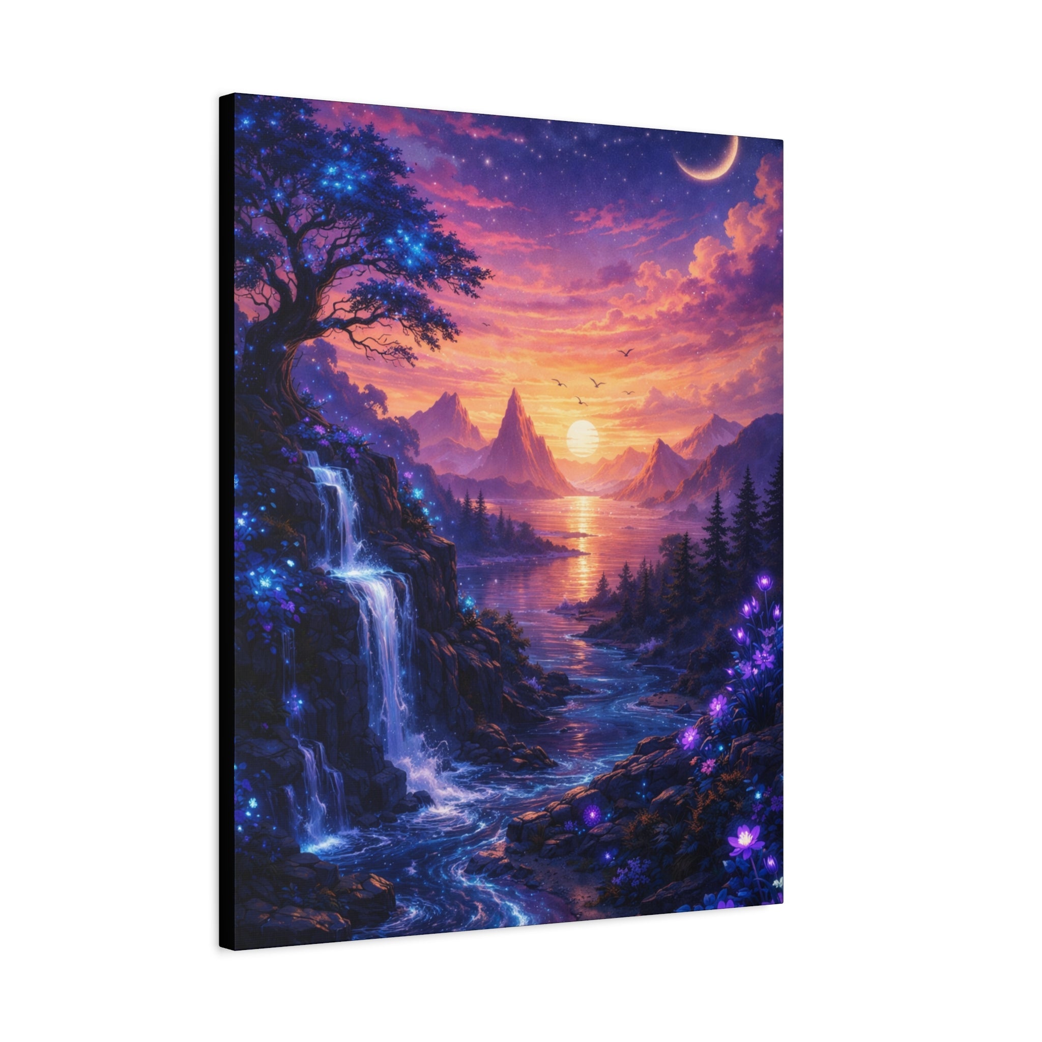 Sunset Fantasy Landscape Canvas Print — Stretched Matte Wall Art