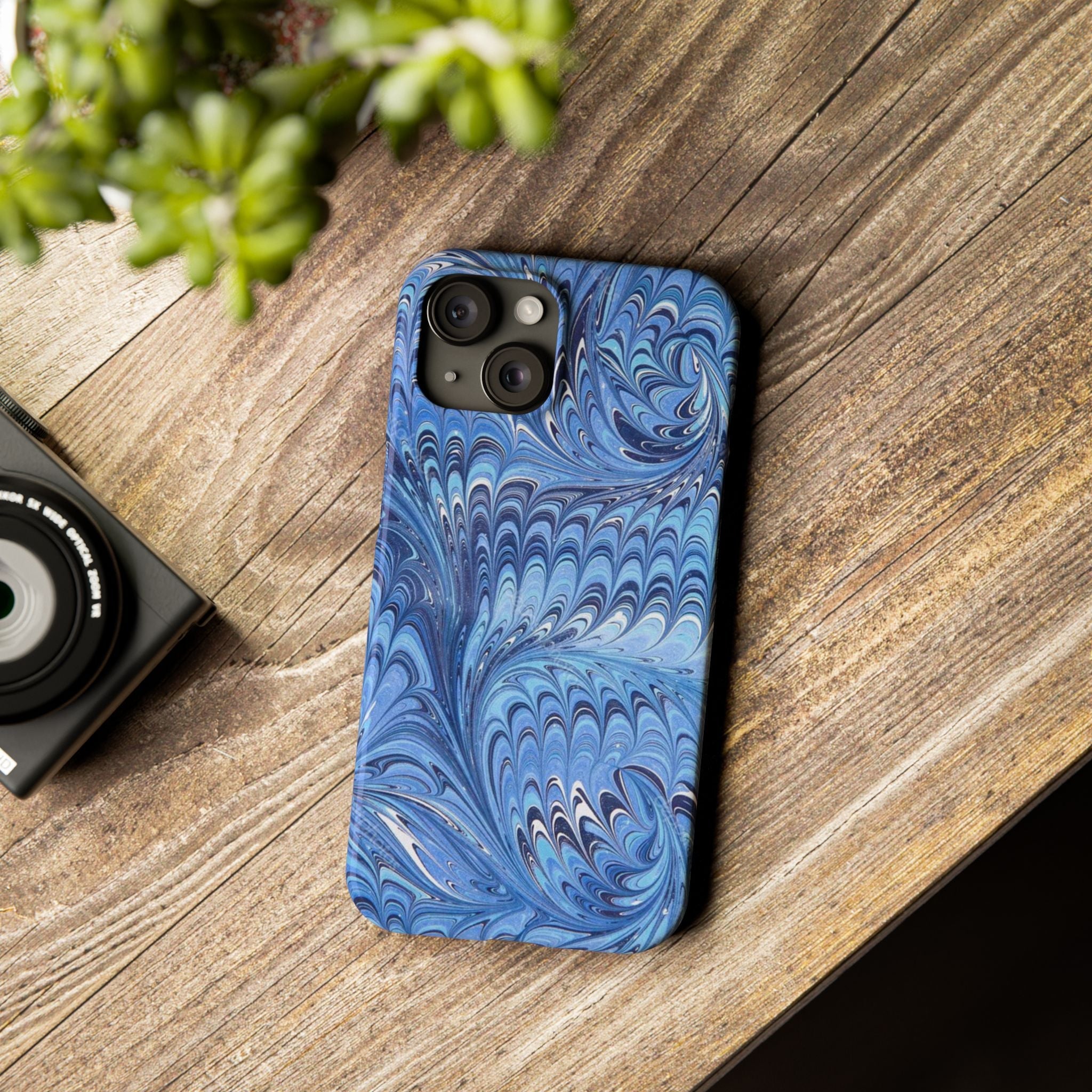 Deep Blue Italian Marbled Design Pallet Phone Case