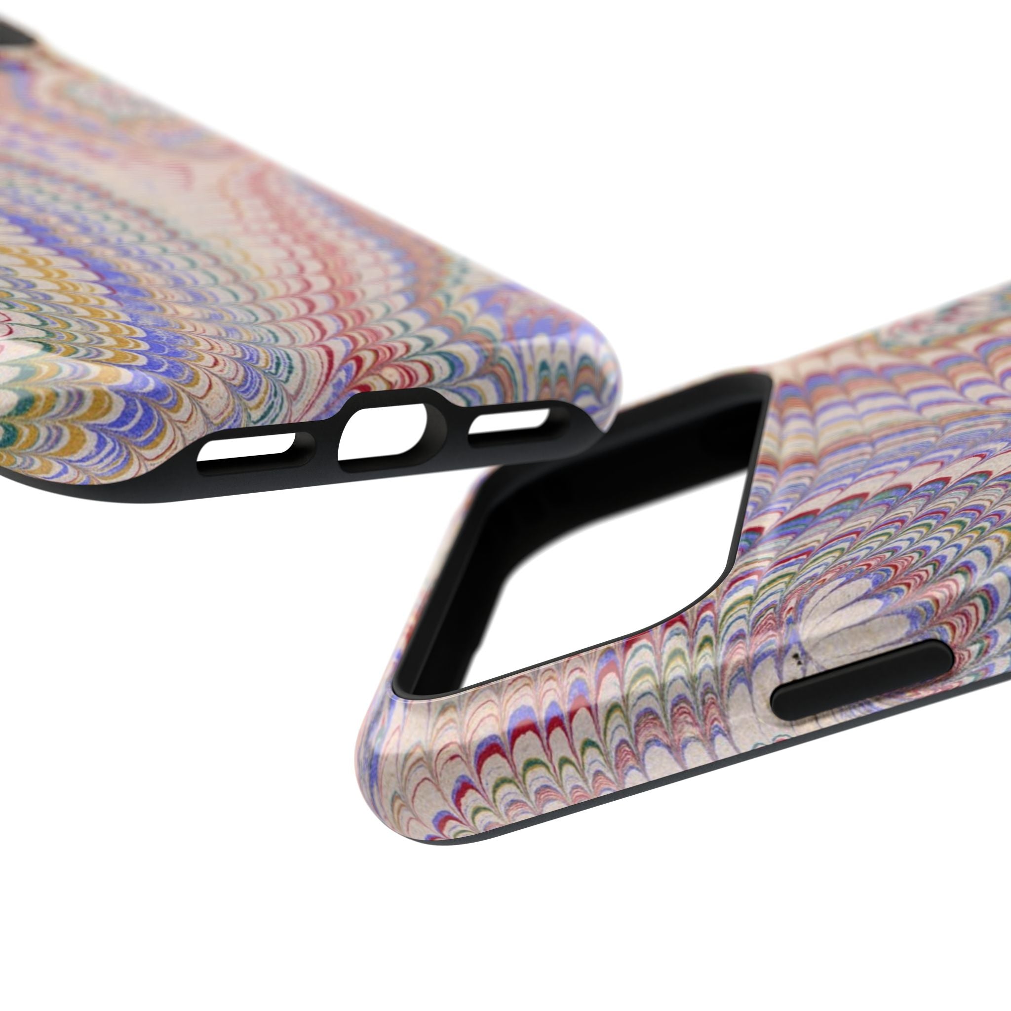 Pink and Lavender Pastel Italian Vintage Feathered Design Dual Layer Durable Phone Case