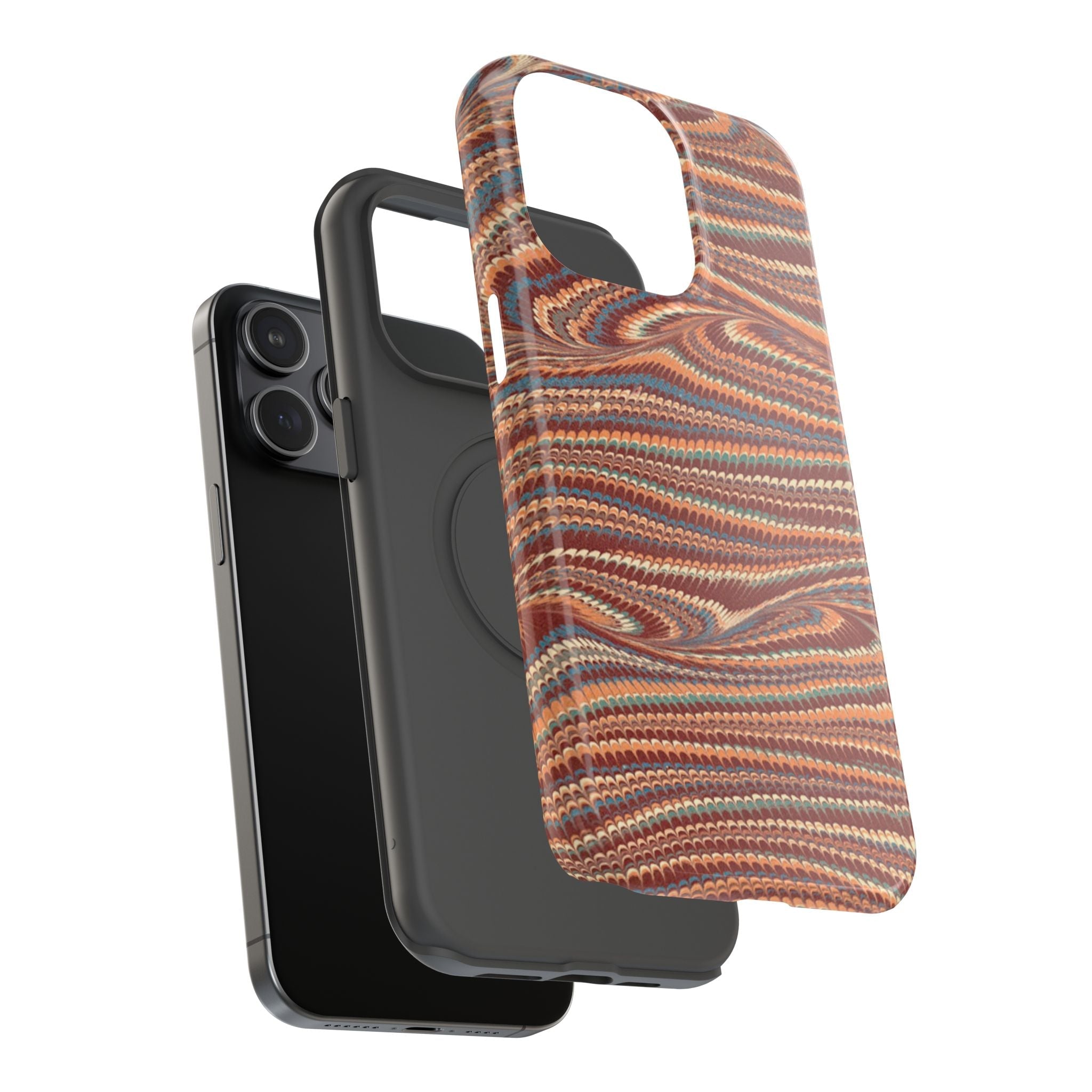 Neutrals Burgundy, Beige, Rust Hues Italian Vintage Marble Design Phone Case for Apple + Samsung