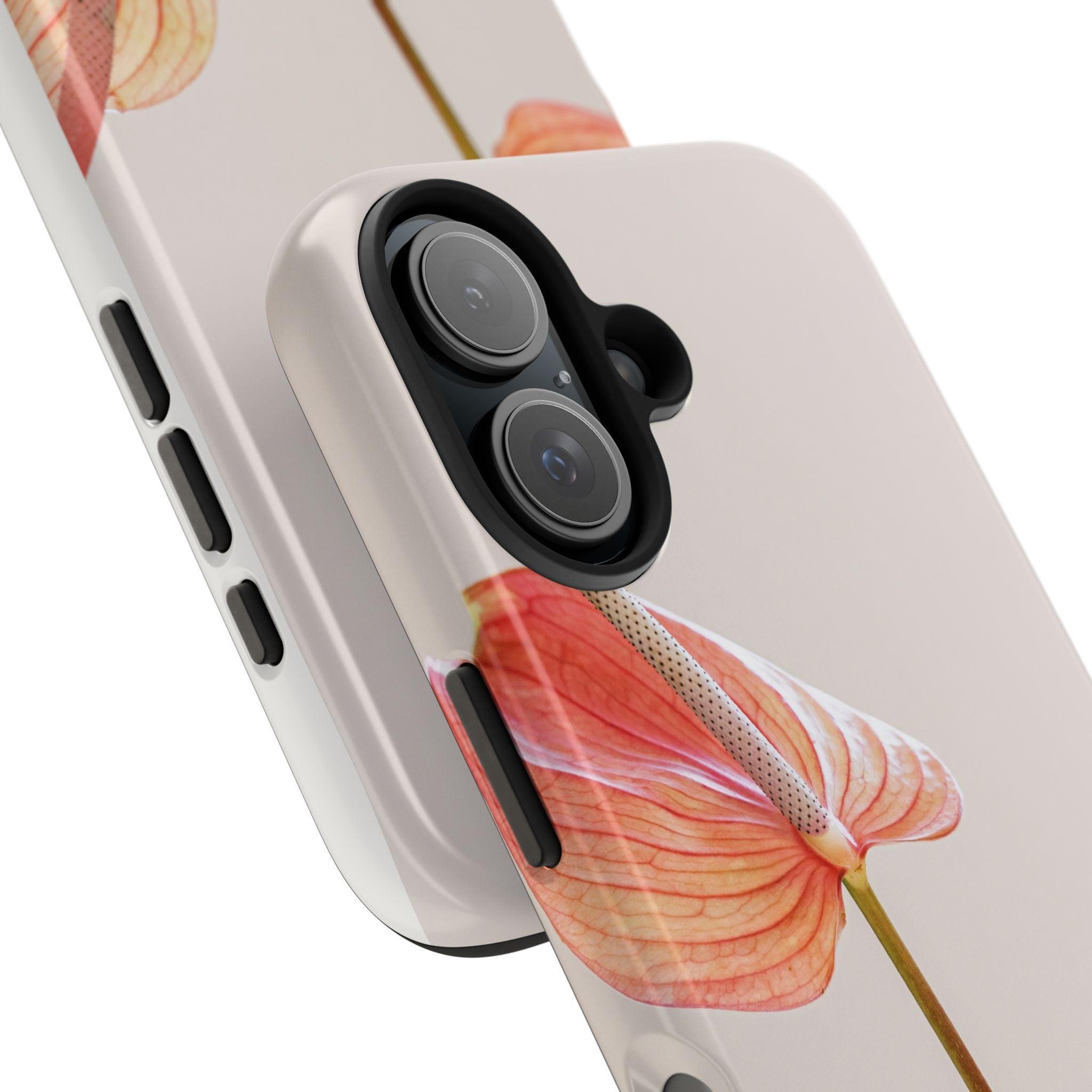 Orange Flower with Leaves Tough Phone Cases
