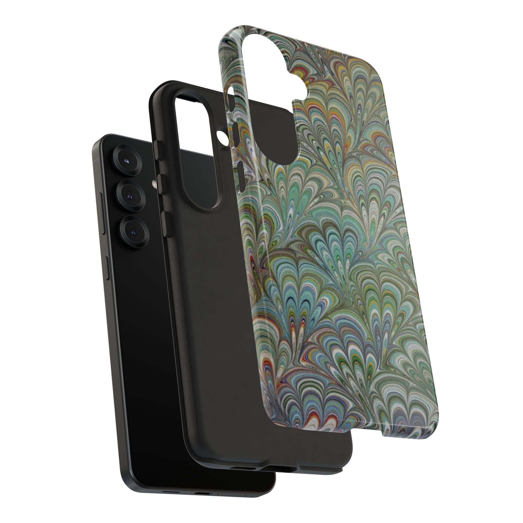 Green Peacock Marbled Phone Case — "Tough Cases" Ultra-Tough Protective Cover