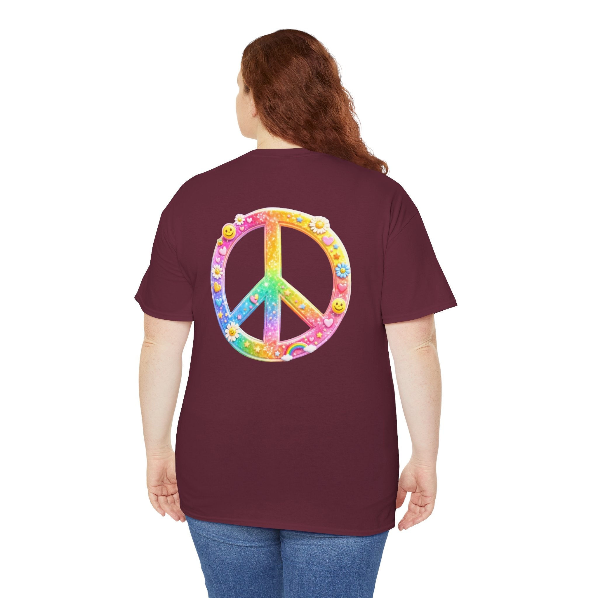 Peace Sign T-Shirt — Rainbow Smiley Hippie Tee