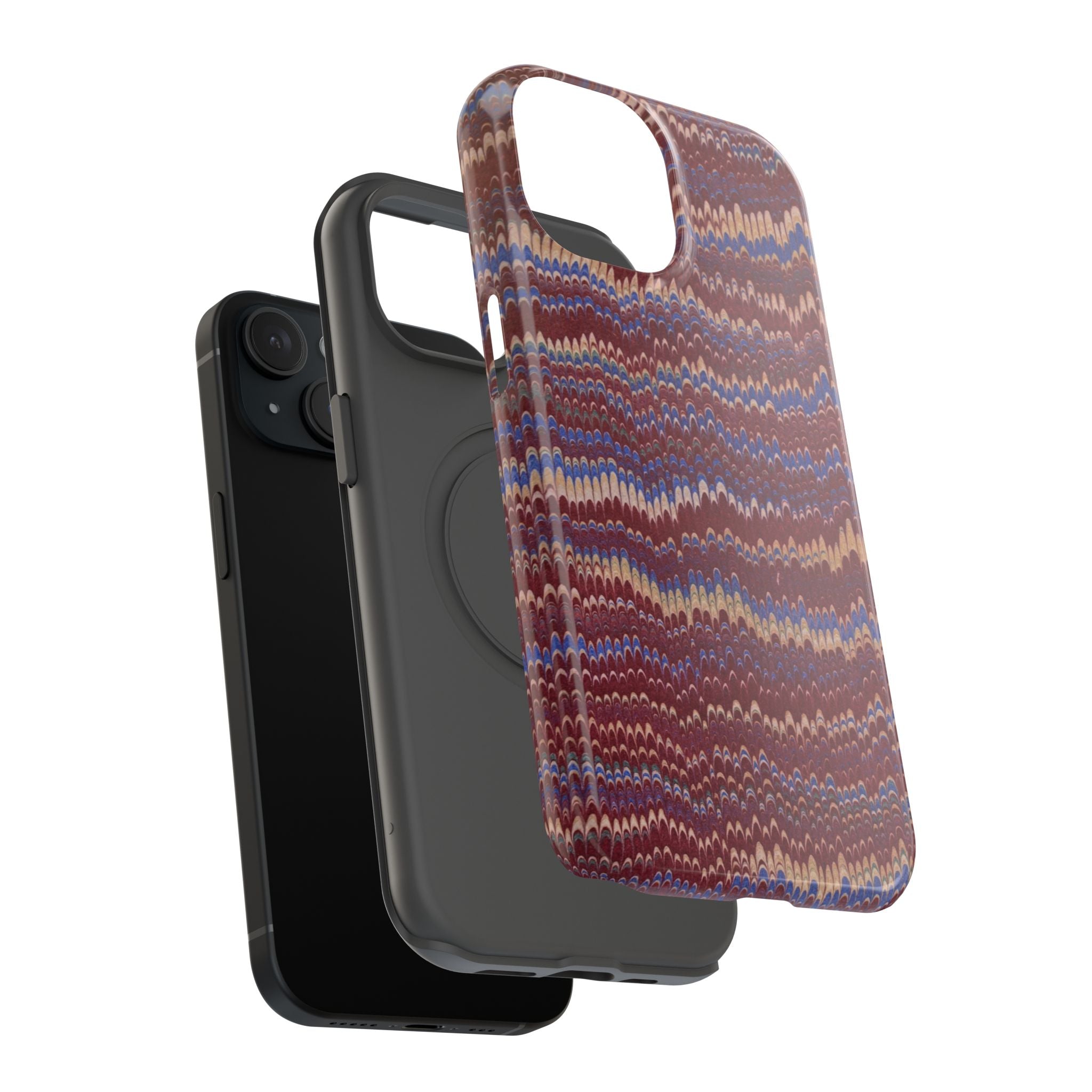 Burgundy and Blue Hues Italian Vintage Marble Design Phone Case for Apple + Samsung