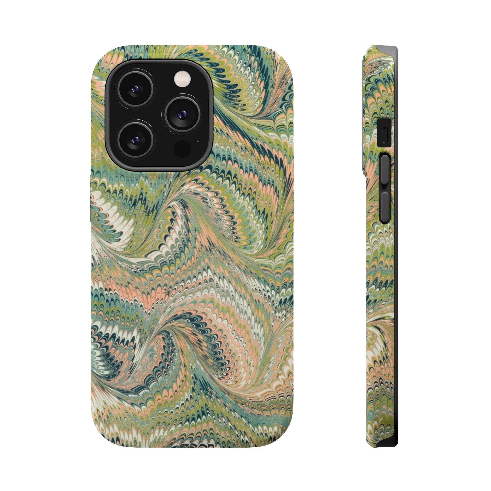 Green Pastel Italian Marble Design Magnetic MAG SAFE High Impact iPhone Cases