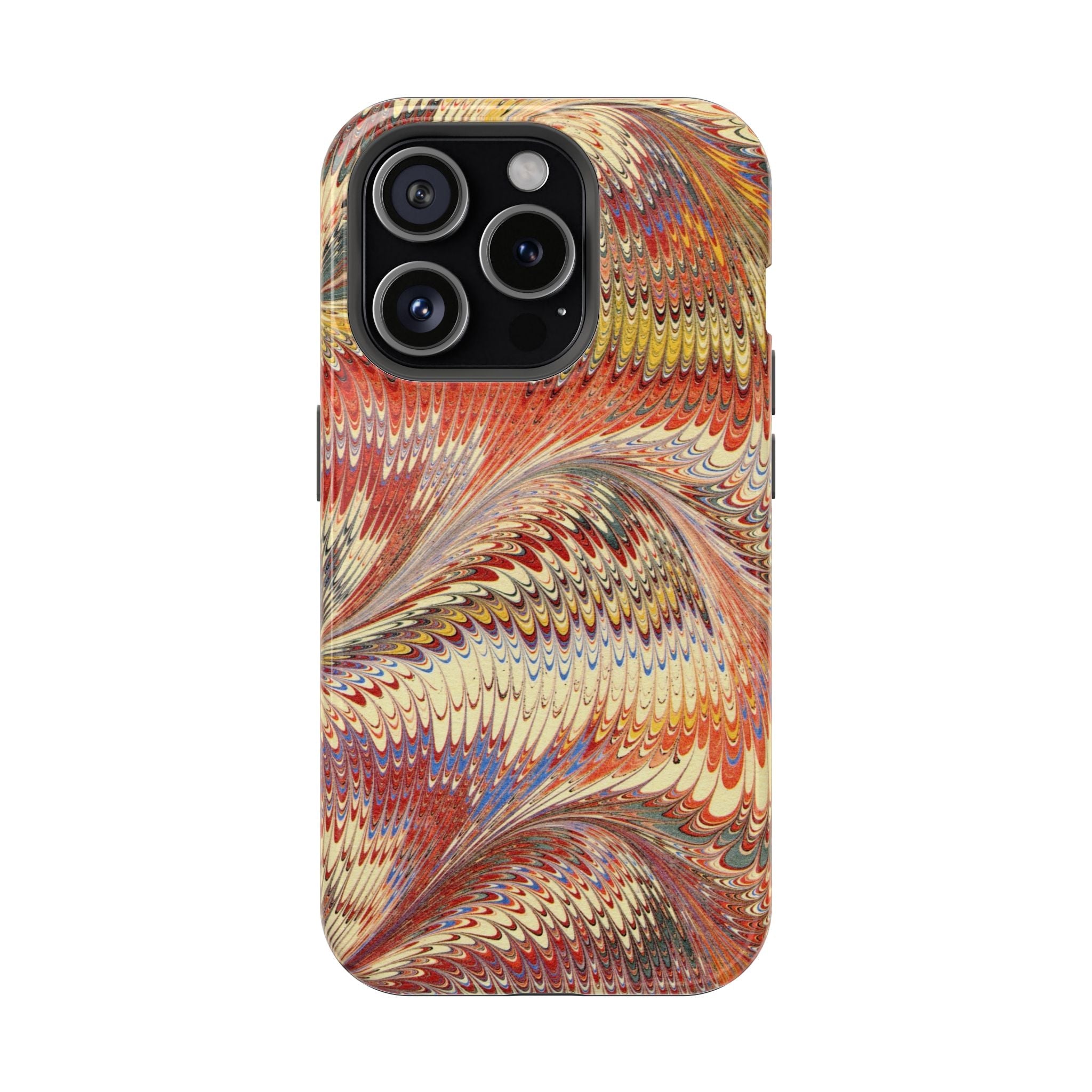Rust + Gold Italian Marbled Design Magnetic MAG SAFE - Dual Layer Case - Glossy or Matte