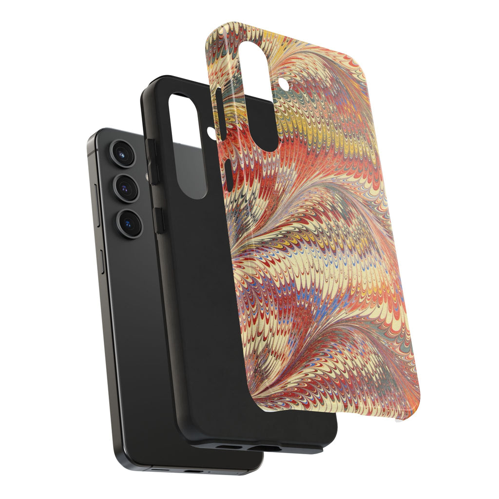 Orange, Rust and Gold Marble Italian Tough Phone Case — Durable Marbled Phone Case