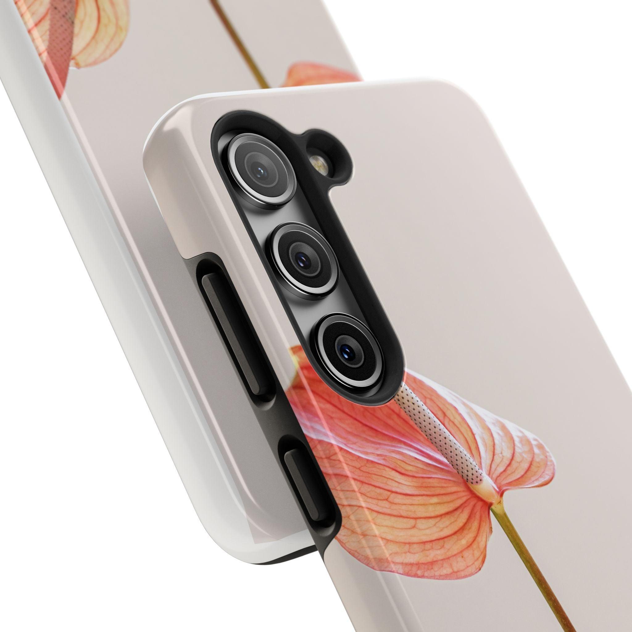 Orange Flower with Leaves Tough Phone Cases