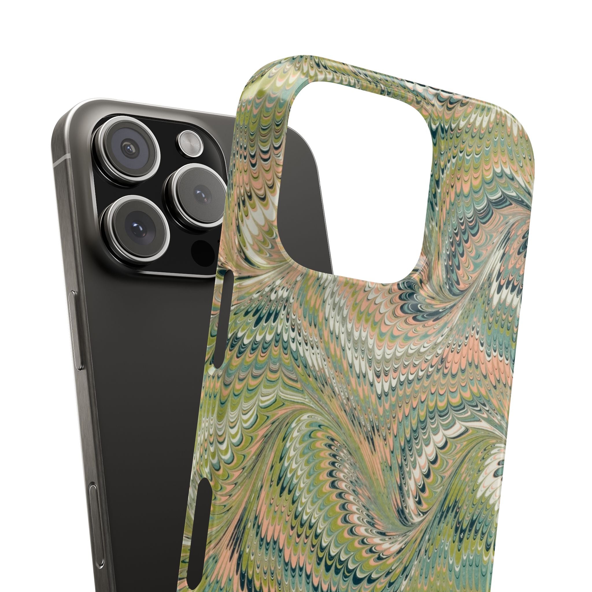 Green + Pink Pastel Marbled Swirl Phone Case - Single Layer Slim Case