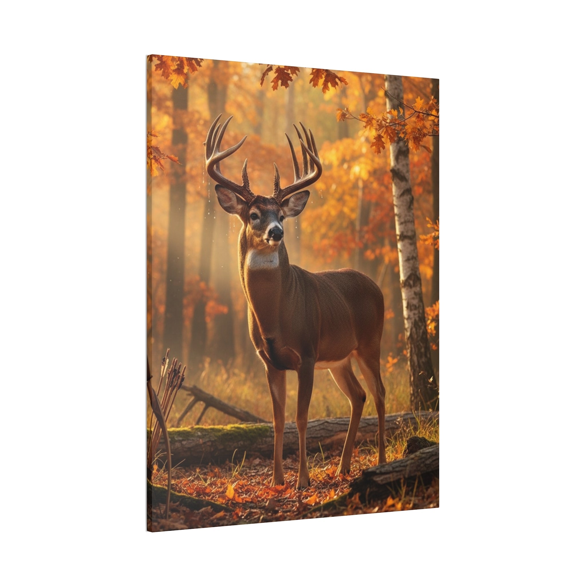 Autumn Forest Buck Canvas Wall Art — Stretched Deer Print