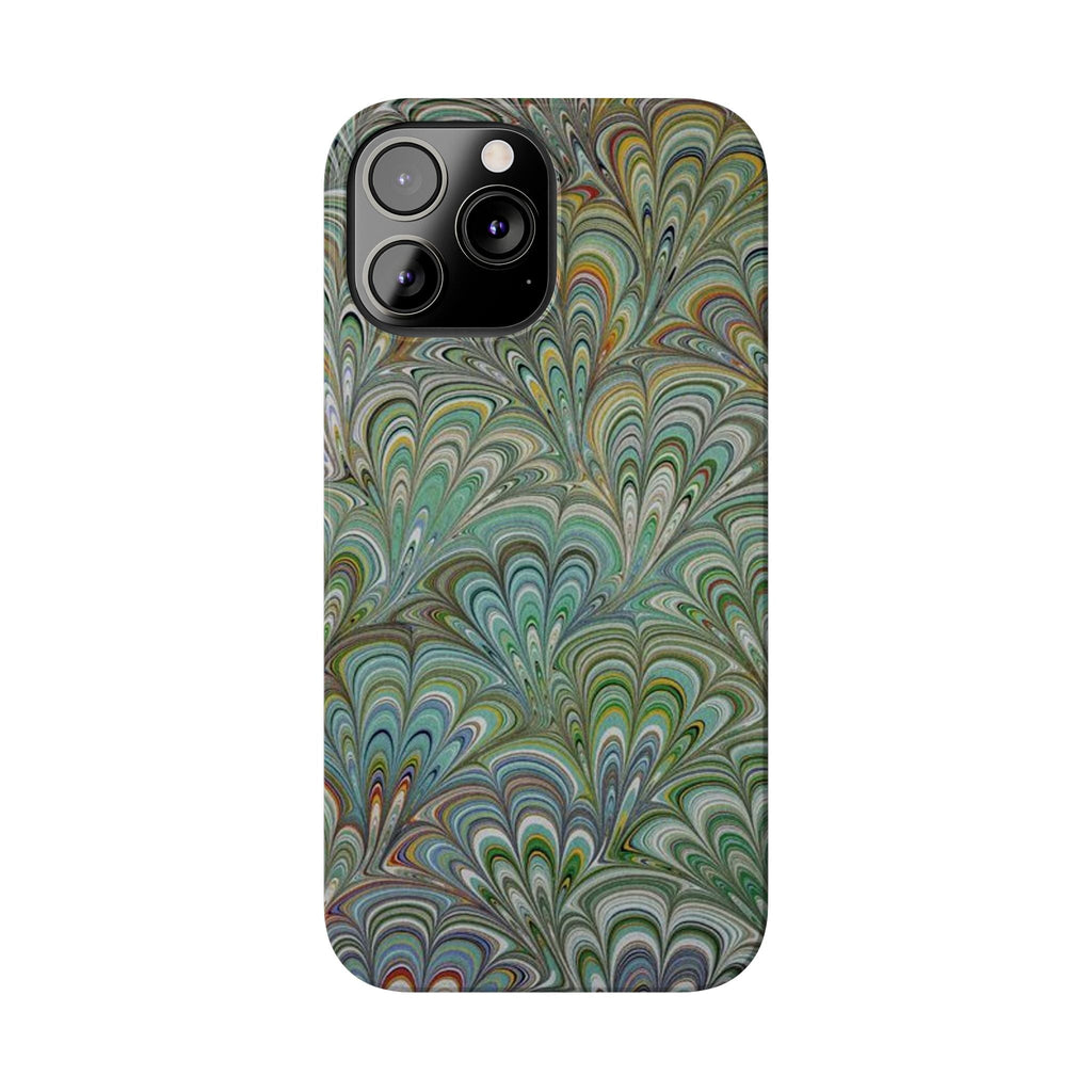 Deep Green Peacock Italian Marbled Design, Italy Feather Phone Case