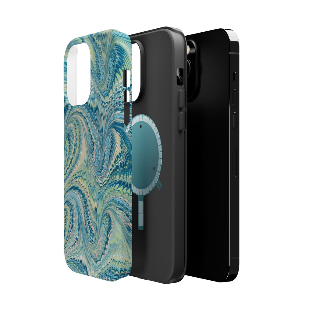 Aqua + Green Marble Phone Case - Impact-Resistant MAG SAFE - Dual Cover Design