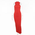 Hollow Out Sleeveless Hanging Neck Dress At Back