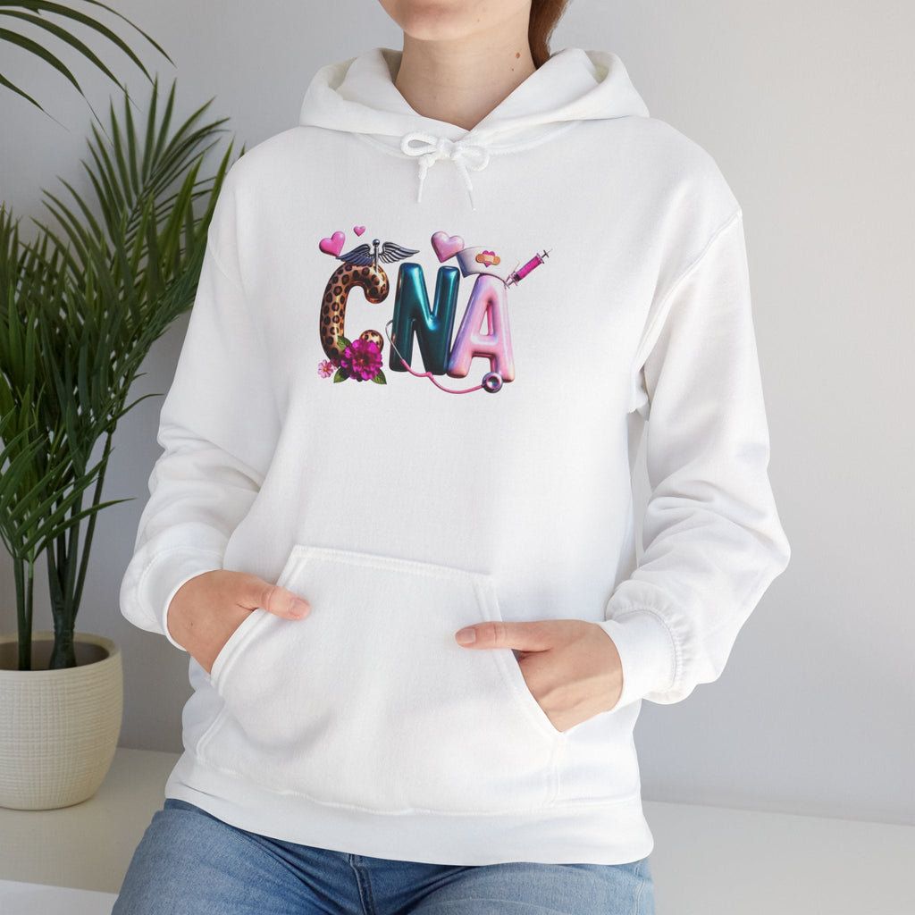 CNA Floral Leopard Print Hoodie — Cute Certified Nursing Assistant Sweatshirt