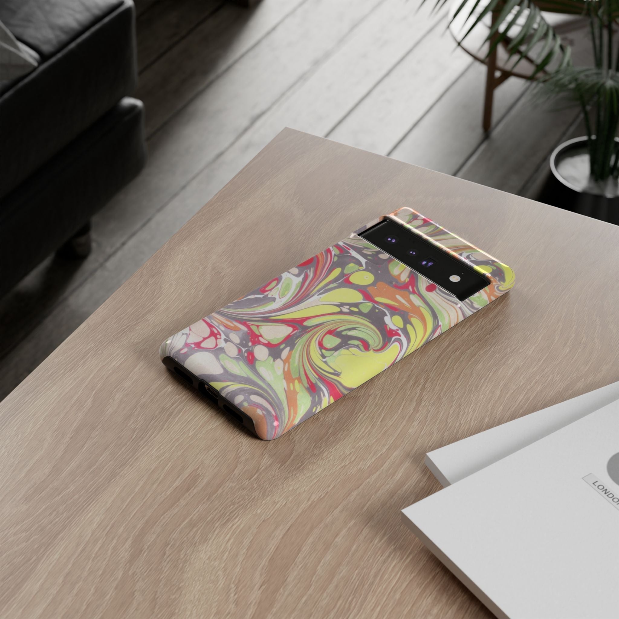 Yellow and Pink Swirl Marbled Italian Phone Case - Dual Layer - Matte or Glossy