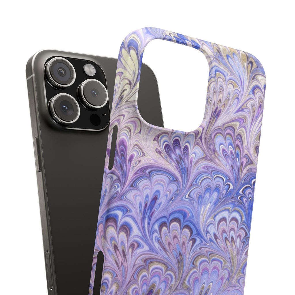 Marbled Feather Lavender + Purple Swirl - Single Layer Slim Phone Case