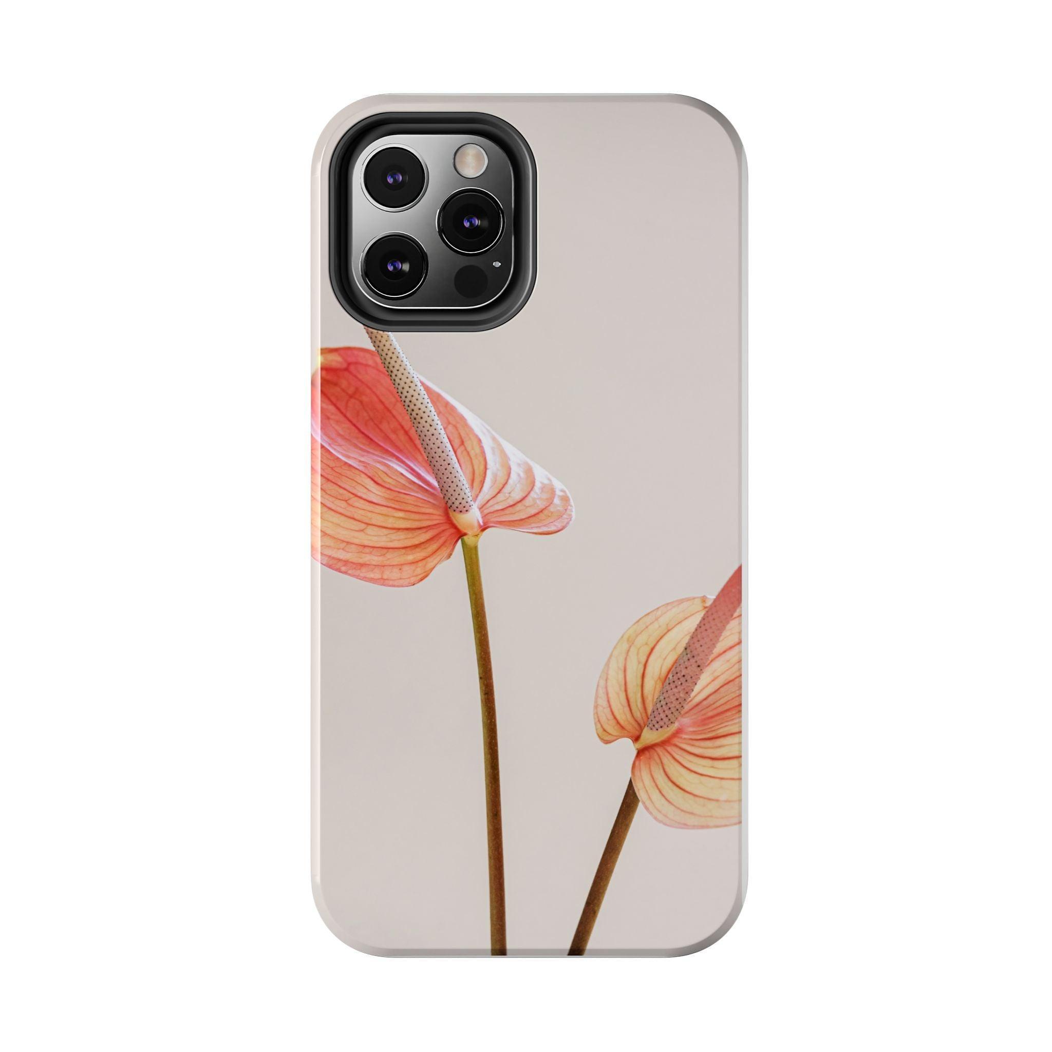 Orange Flower with Leaves Tough Phone Cases