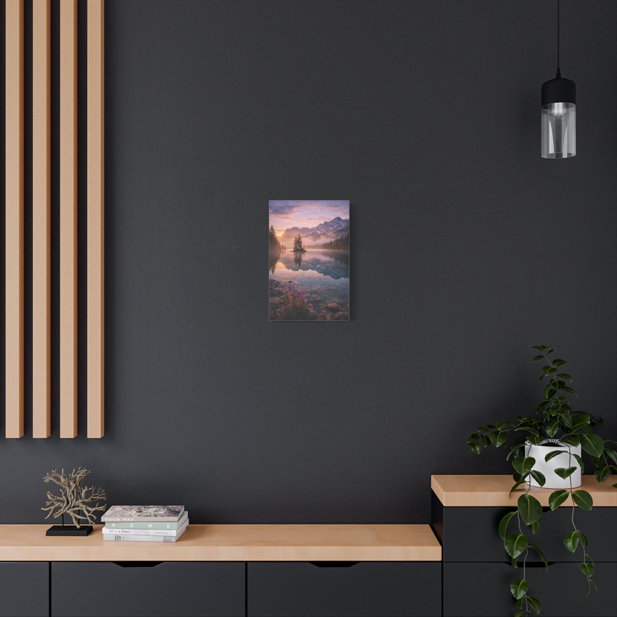 Sunrise Mountain Lake Matte Canvas Print