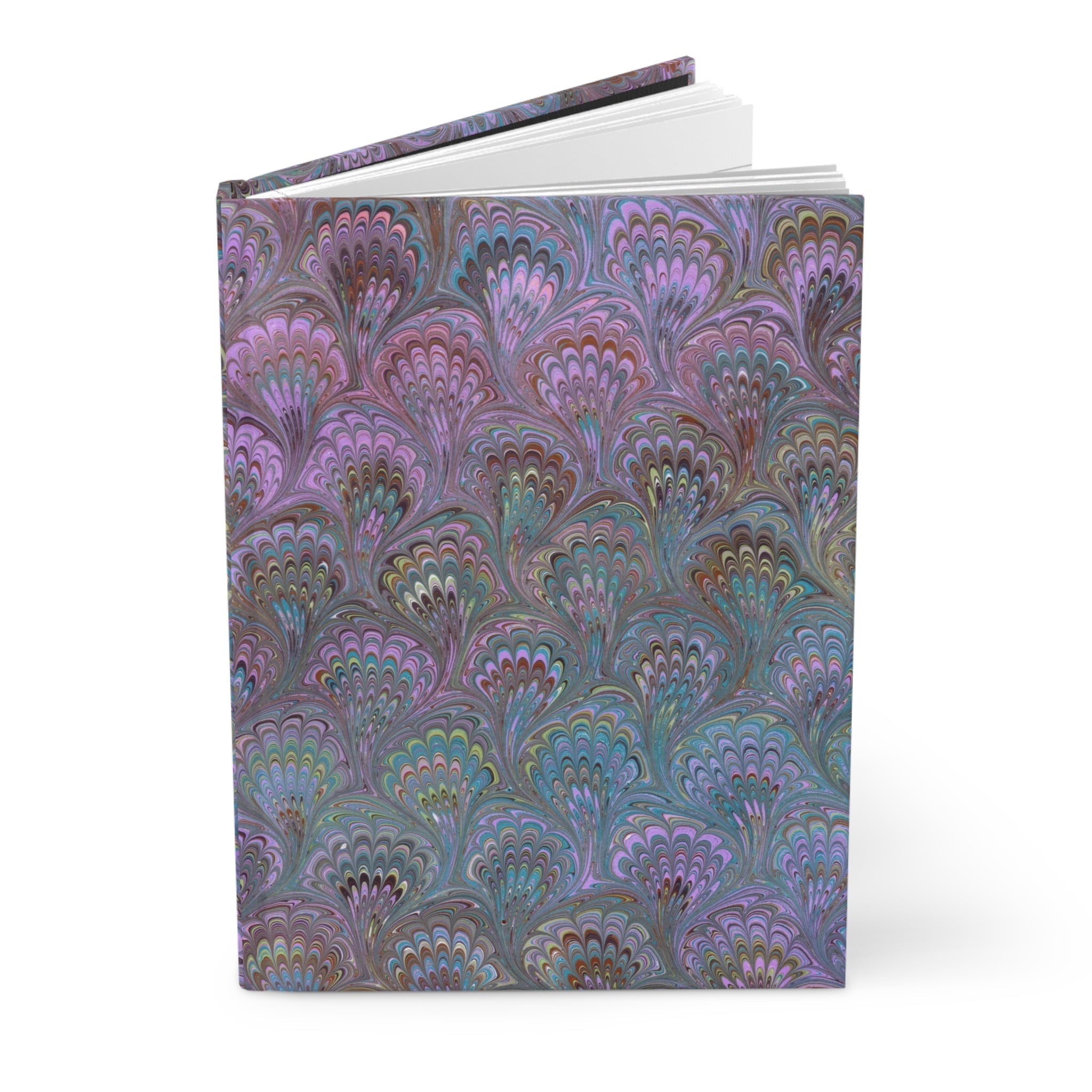 Lavender and Purple Italian Feather Marble Design on Hardcover Journal Matte