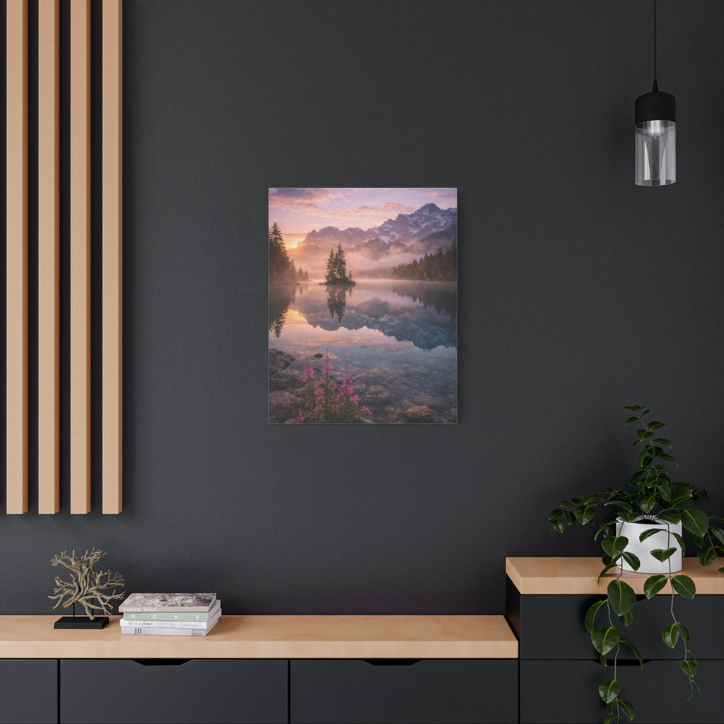Sunrise Mountain Lake Matte Canvas Print