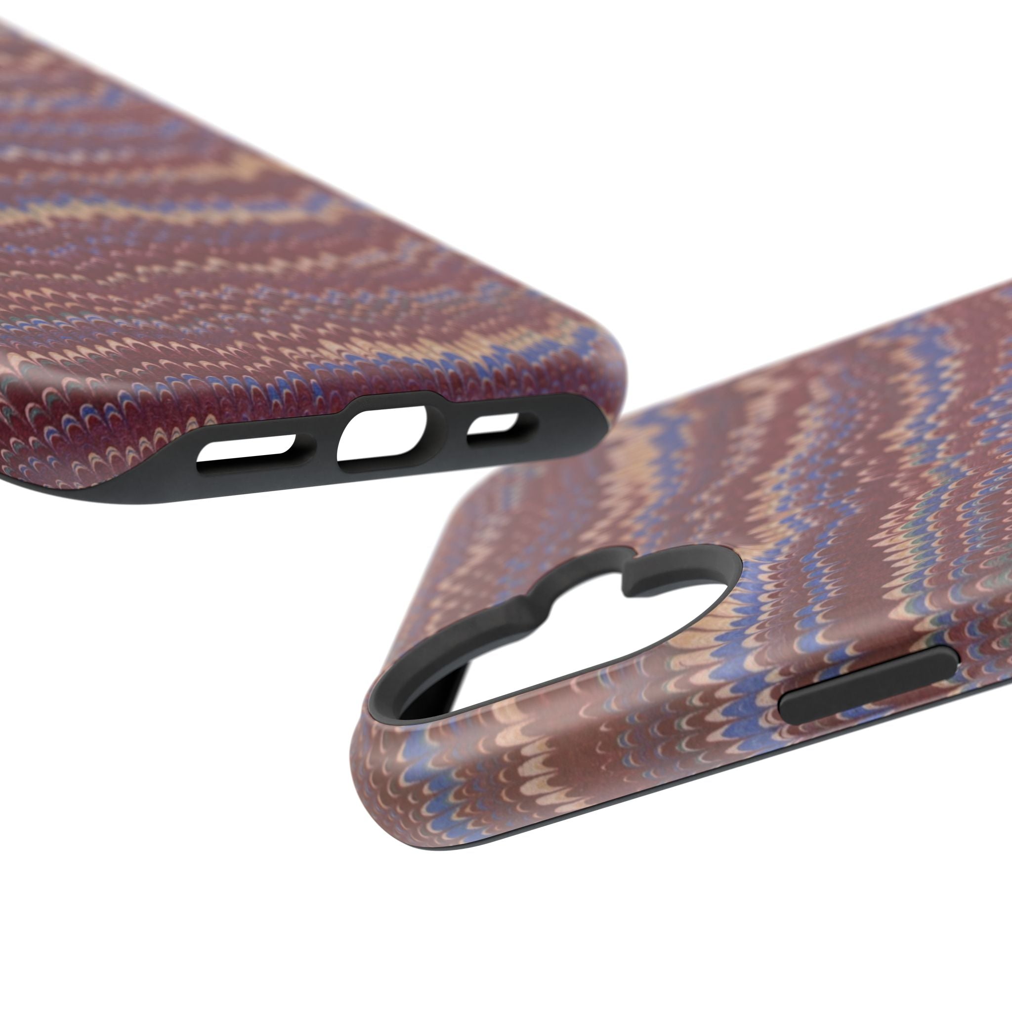 Burgundy and Blue Hues Italian Vintage Marble Design Phone Case for Apple + Samsung