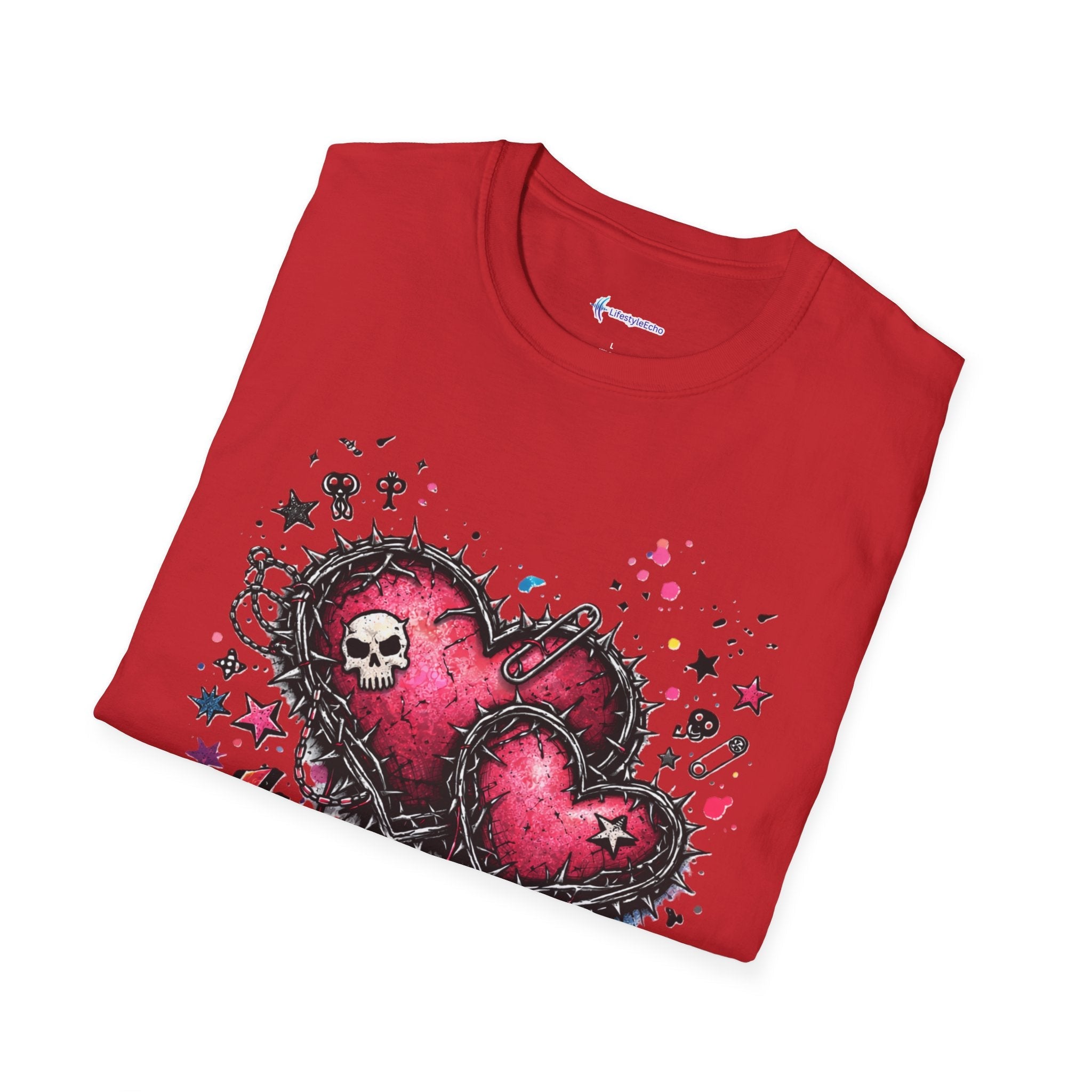 Punk Rock Valentines T-Shirt - Hearts & Skulls Graphic