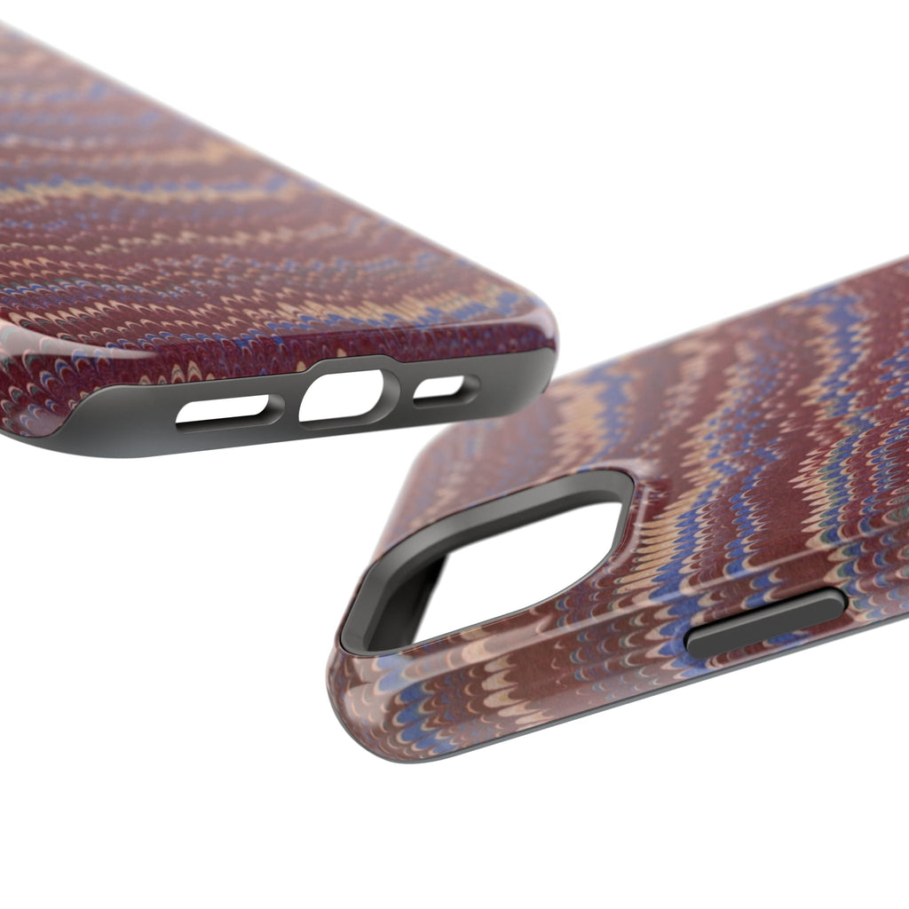 Burgundy and Blue Hues Italian Vintage Marble Design Phone Case for Apple + Samsung