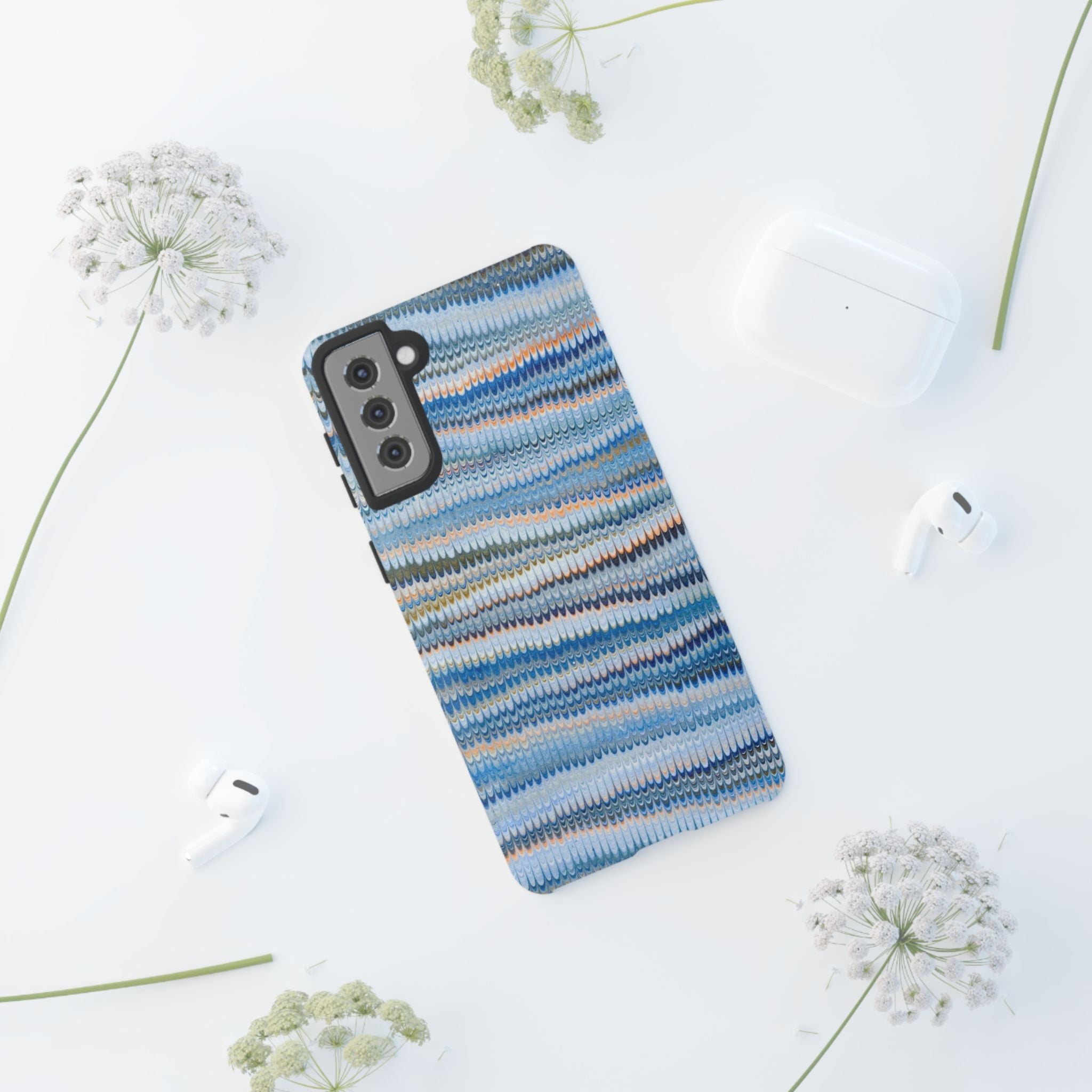 Blue Marbled Phone Cases iPhone 16 + Samsung + Apple + Google