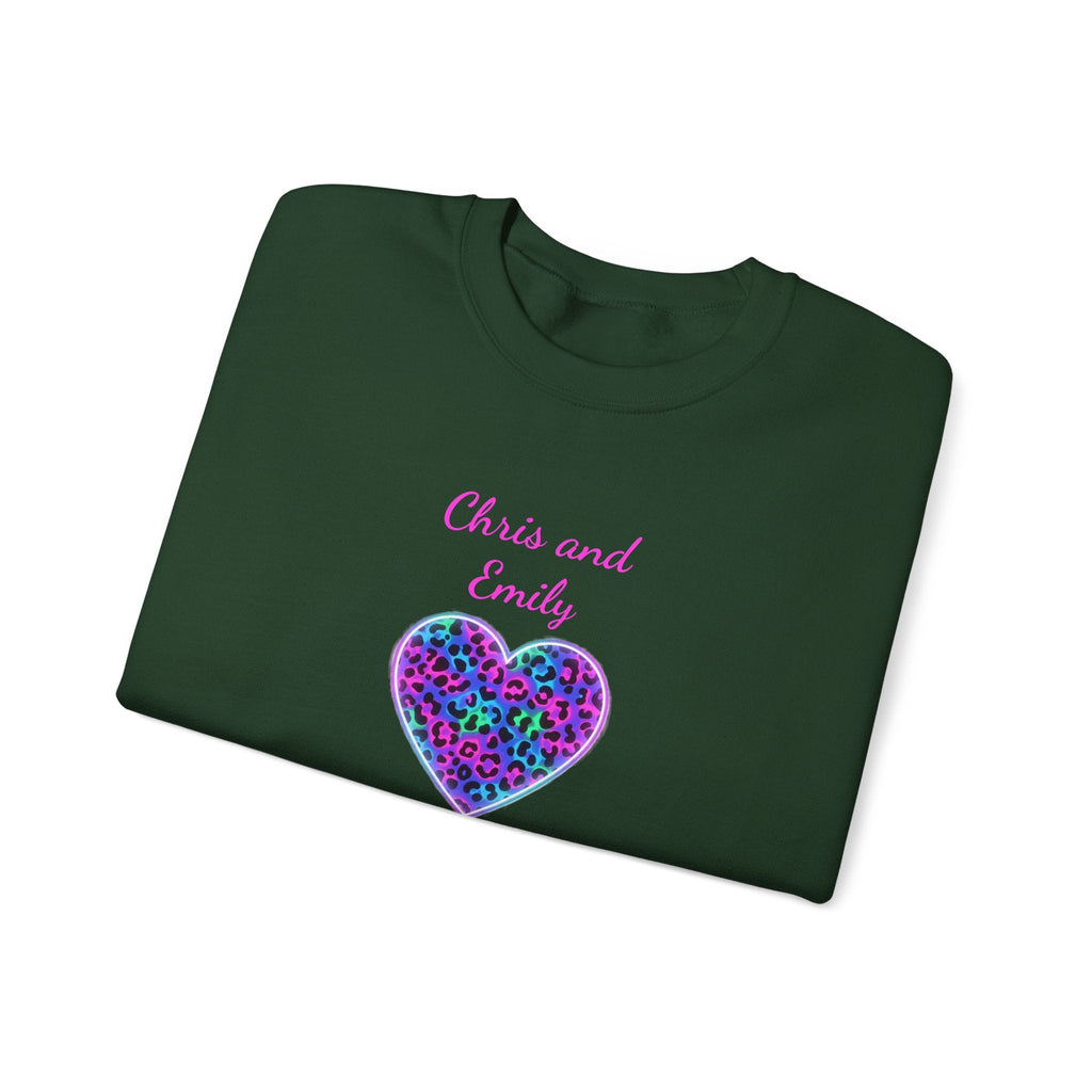Personalized Heart Crewneck Sweatshirt - Customizable Couple Pullover