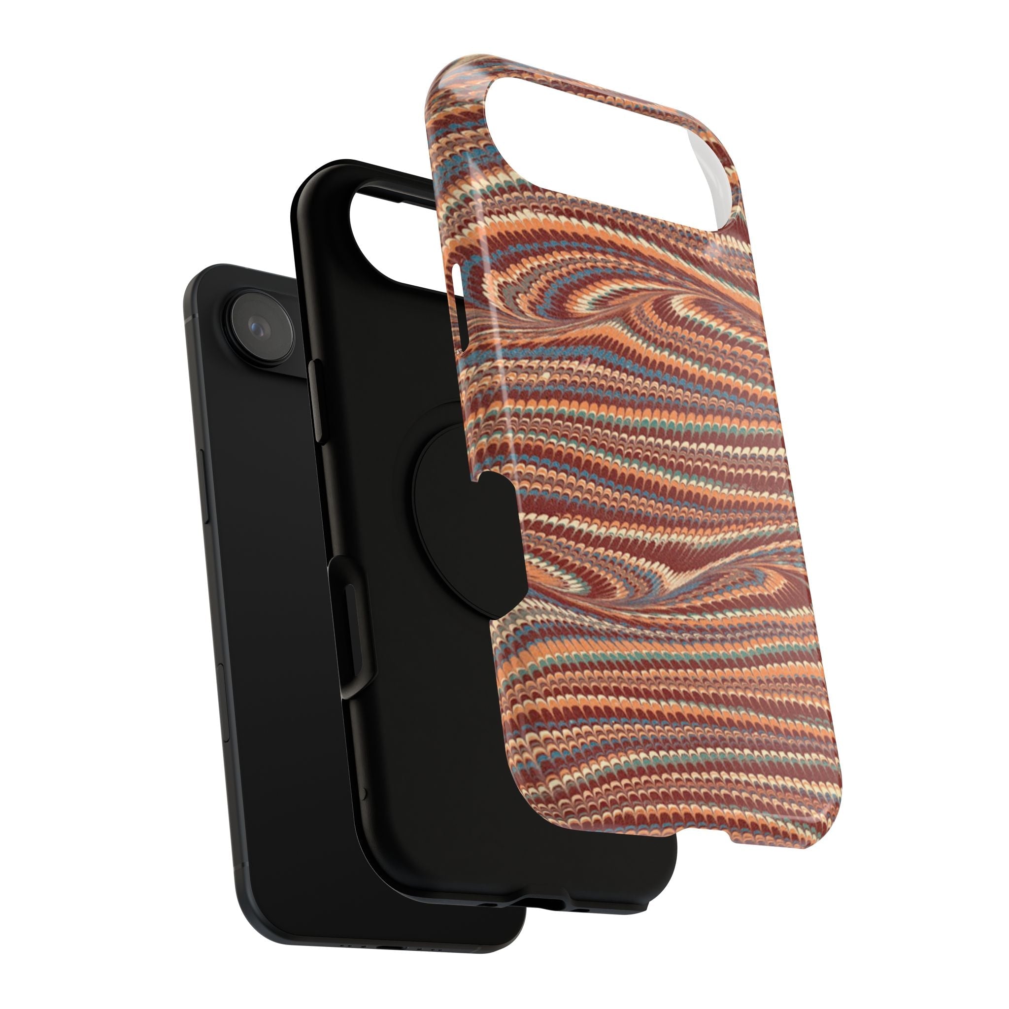 Neutrals Burgundy, Beige, Rust Hues Italian Vintage Marble Design Phone Case for Apple + Samsung