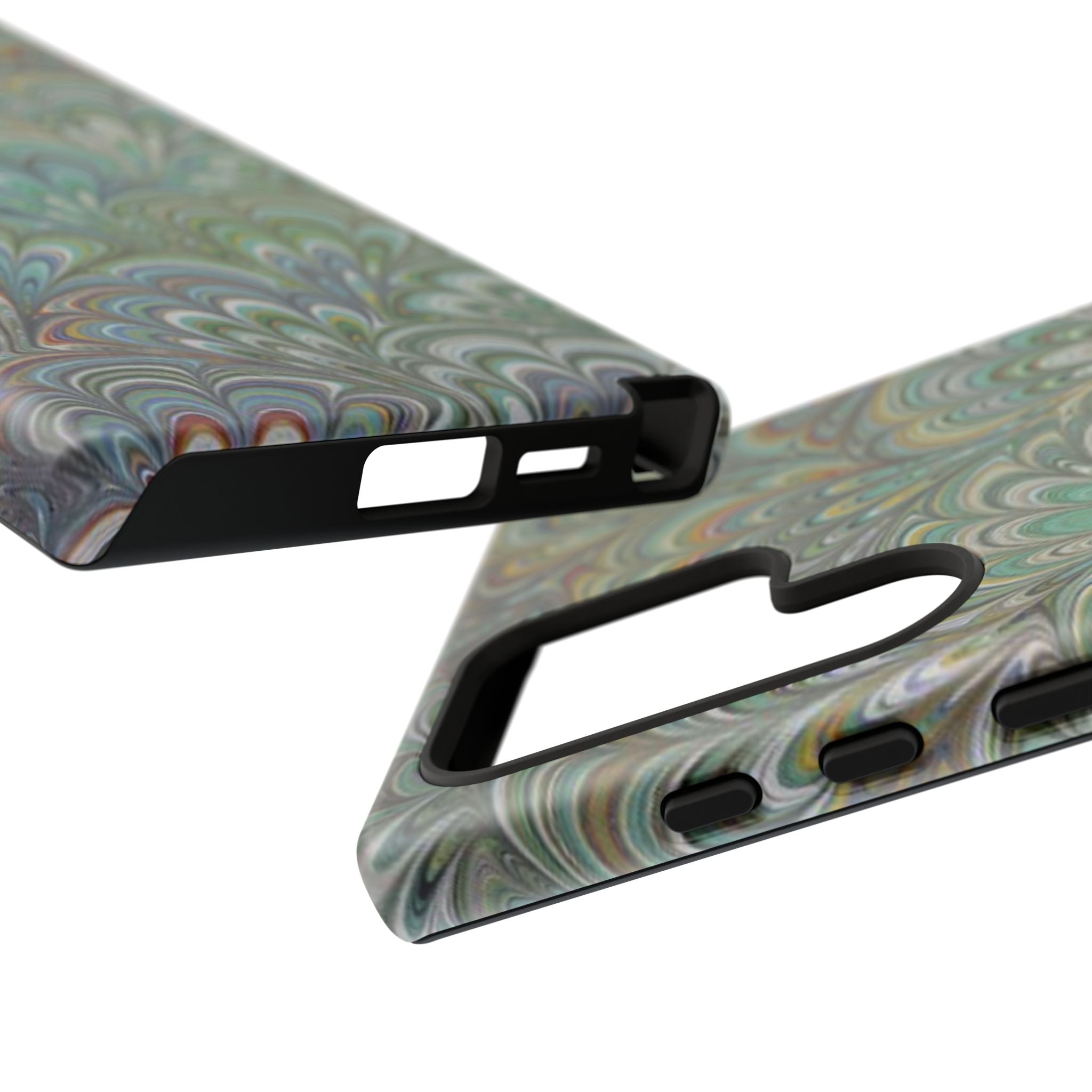 Green Marbled Peacock Durable Phone Case - Matte or Glossy
