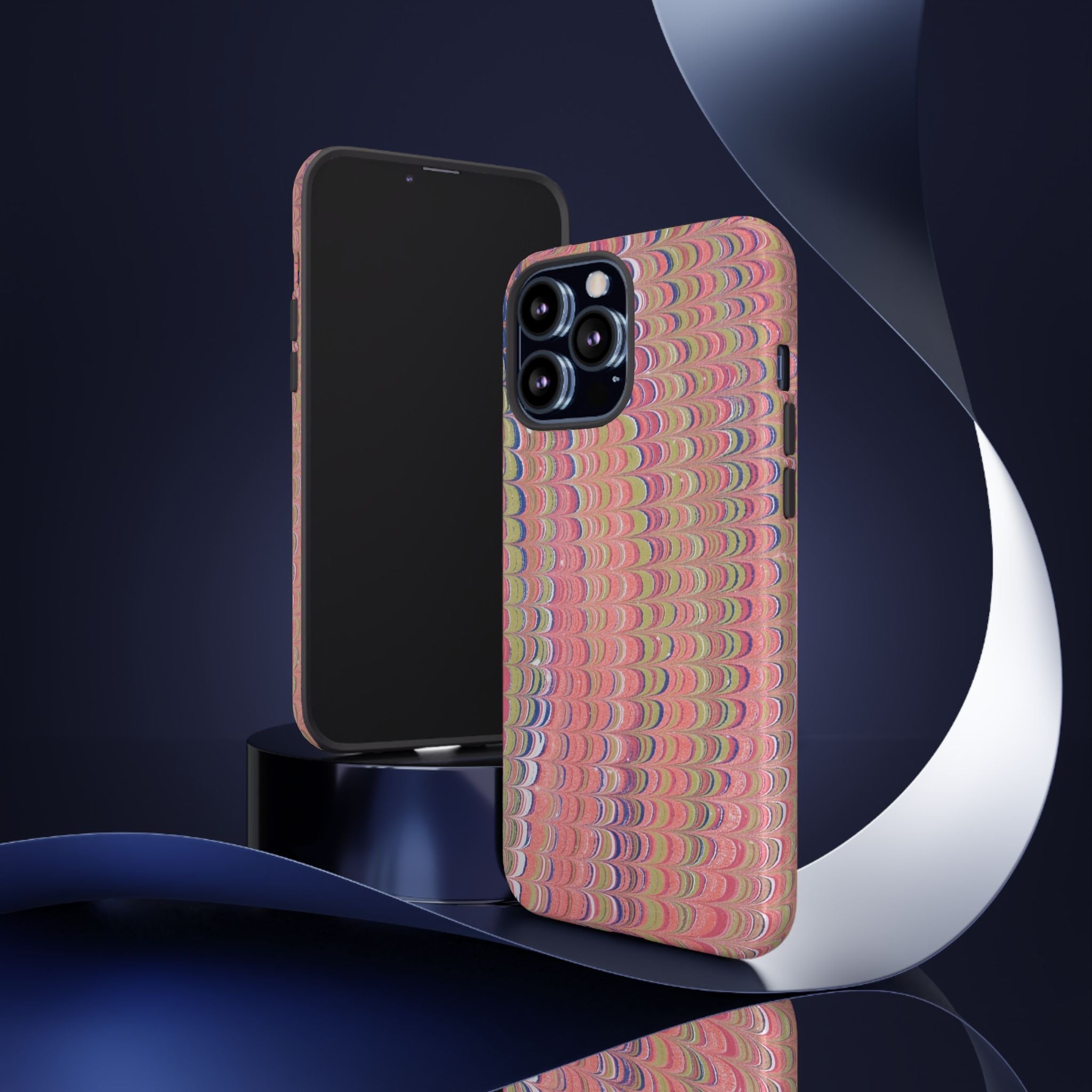 Pink Pastels Feather Marbled Vintage Design iPhone 16 + Samsung + Apple + Google - all models