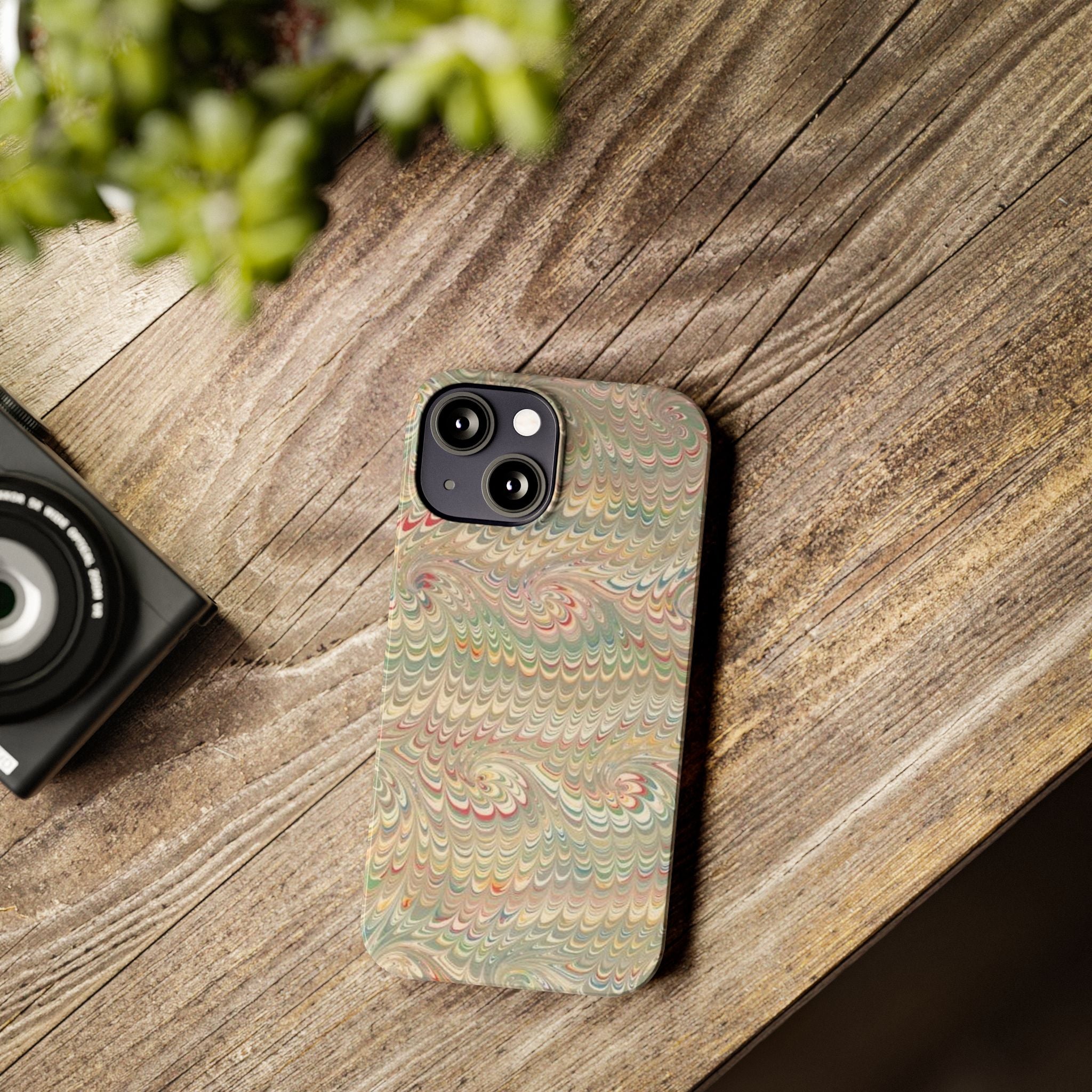 Beige Swirl Marbled Feather Phone Case