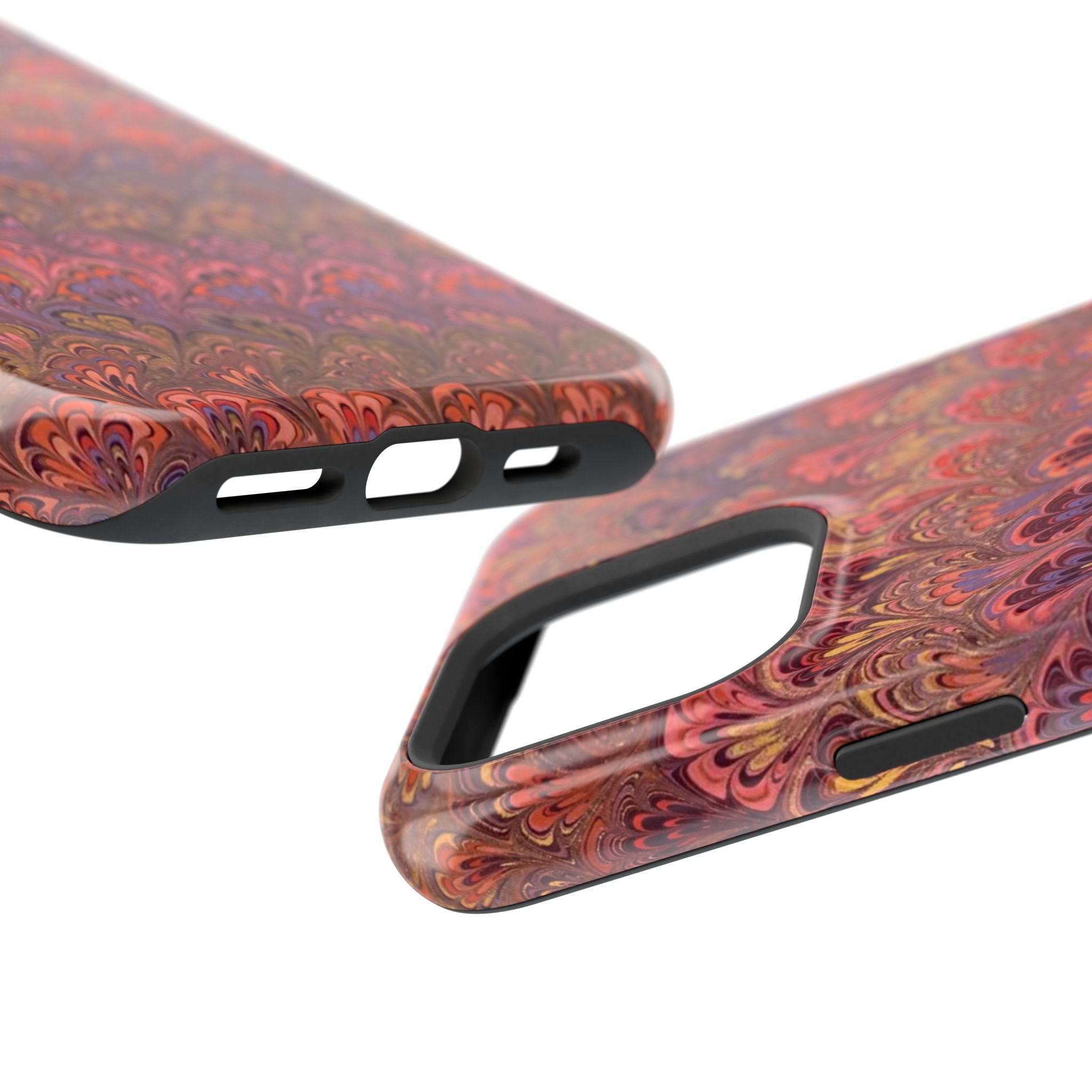 Red, Burgundy, Lavender, and Gold - Mag Safe Marble iPhone Case - Impact-Resistant Dual Layer