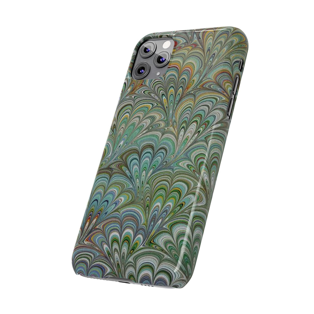 Deep Green Peacock Italian Marbled Design, Italy Feather Phone Case
