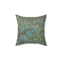 Green Peacock Square Throw Pillow includes Pillow, Hidden Zipper