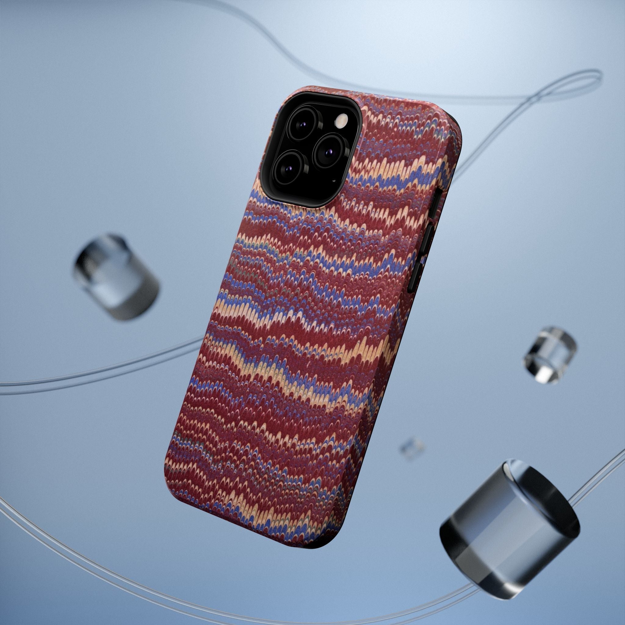 Burgundy and Blue Hues Italian Vintage Marble Design Phone Case for Apple + Samsung