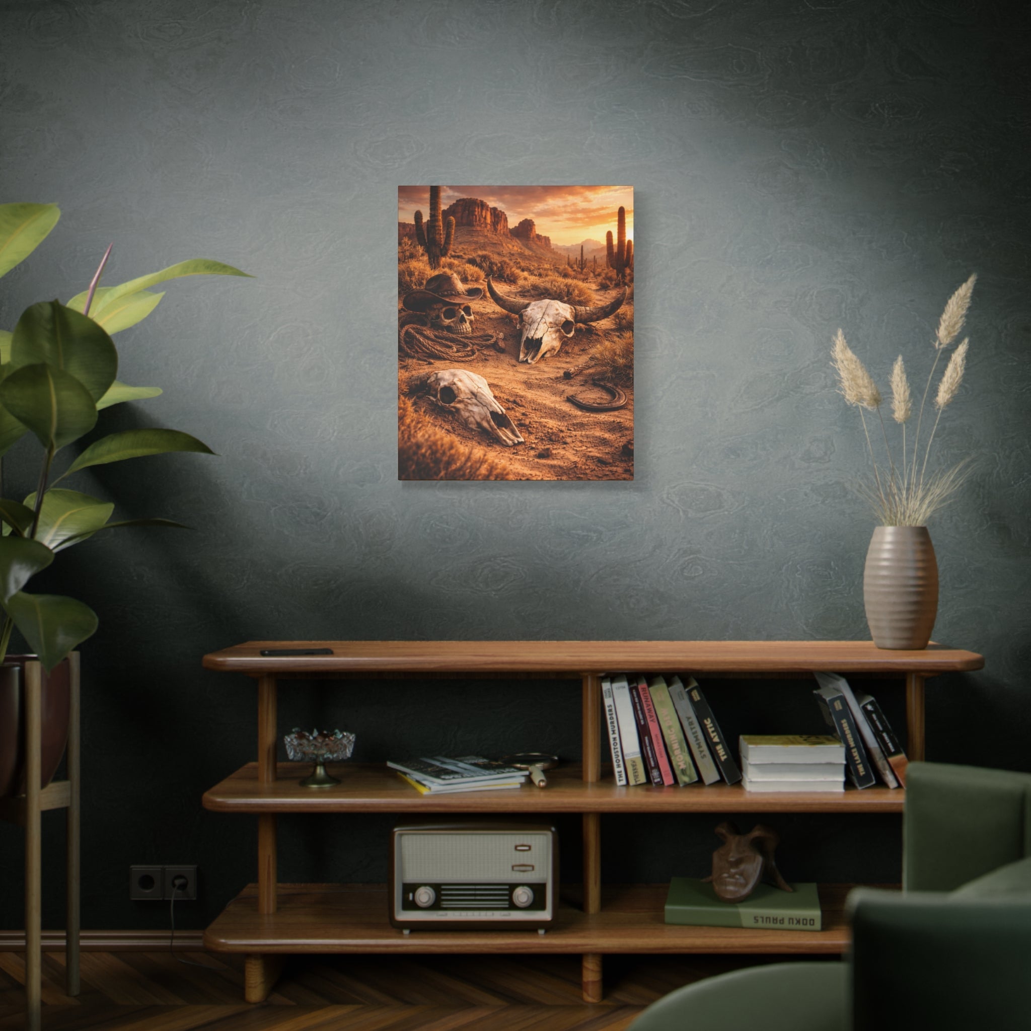 Desert Skull Canvas Art — Western Cowboy Rodeo Wall Decor