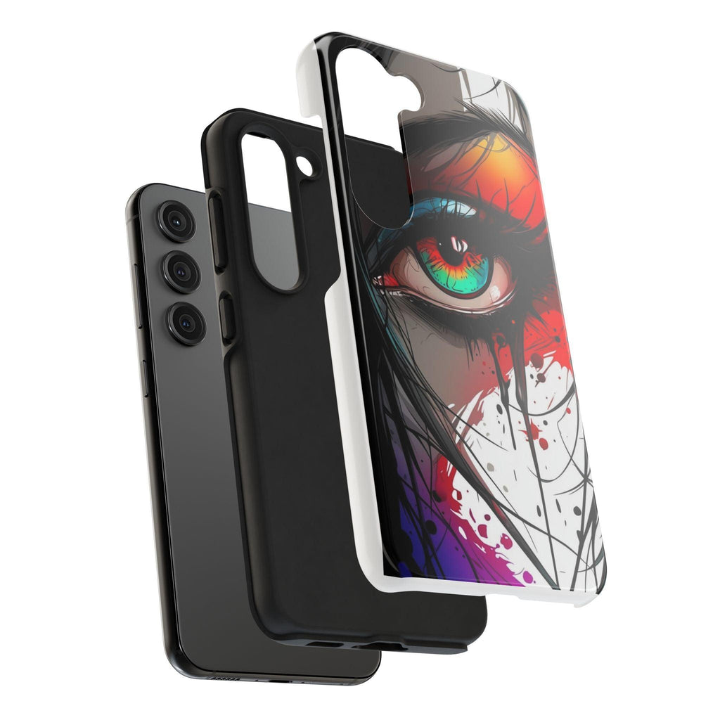 Girl Colorful Eye Painted Printed Tough Phone Case for iPhone & Samsung Galaxy - Artistic & Vibrant Design