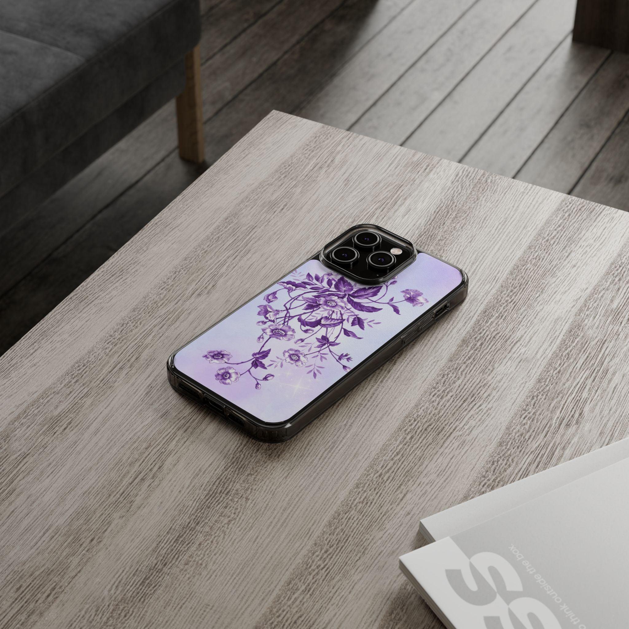 Floral design In Purple Clear Cases